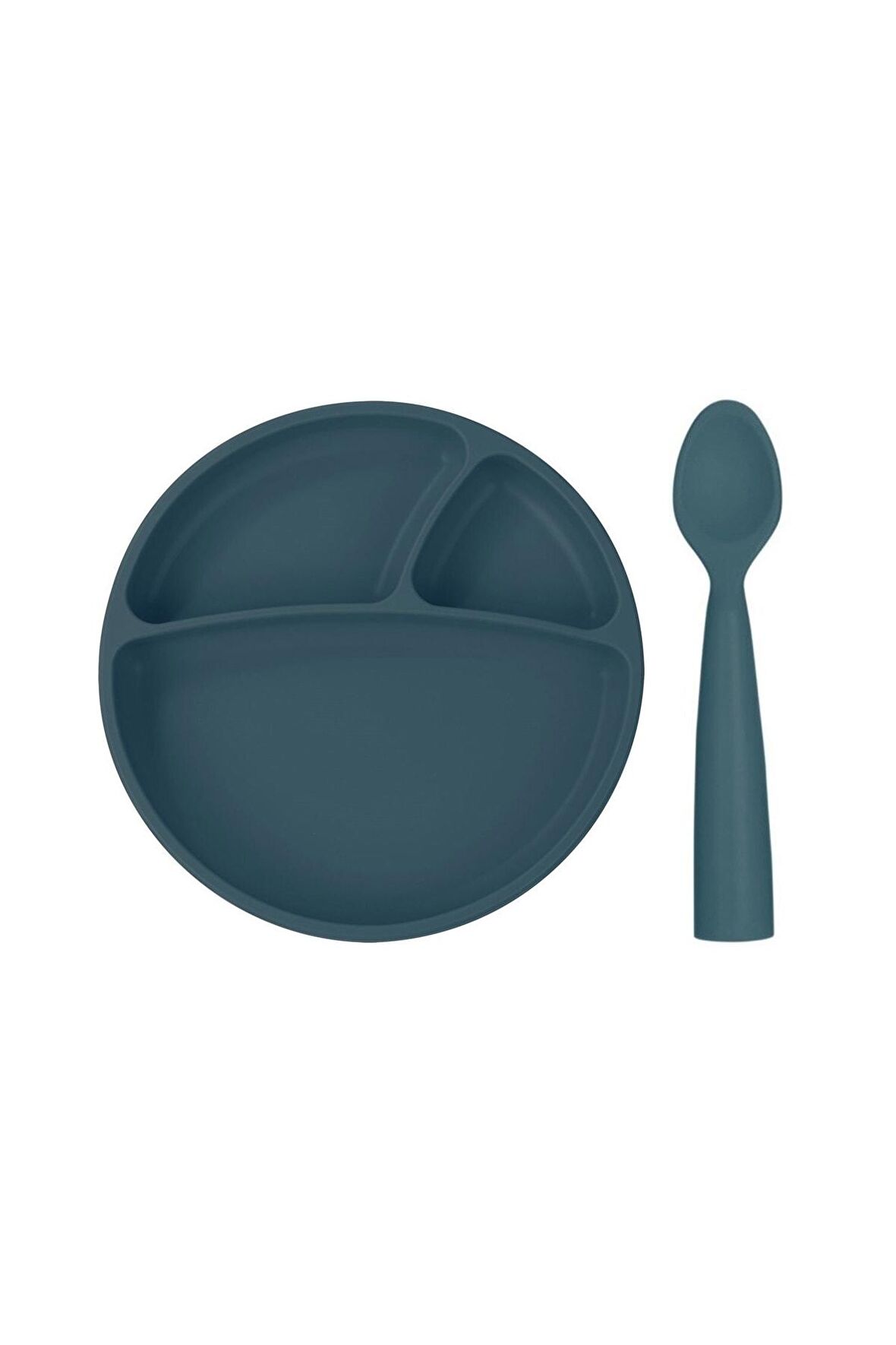 Vakum Tabanlı Silikon Tabak Ve Nam Nam Kaşık 2'li Set