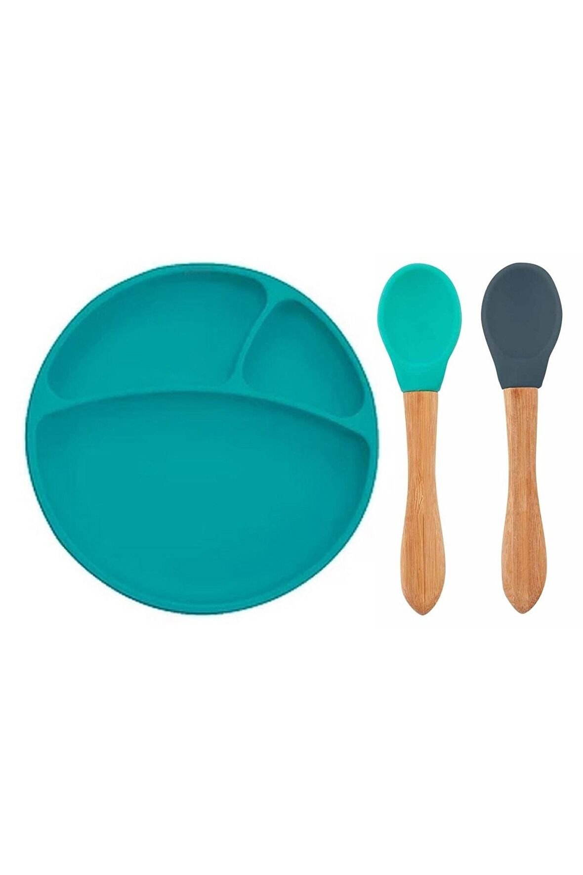Silikon Tabak+bambu Saplı Silikon Kaşık