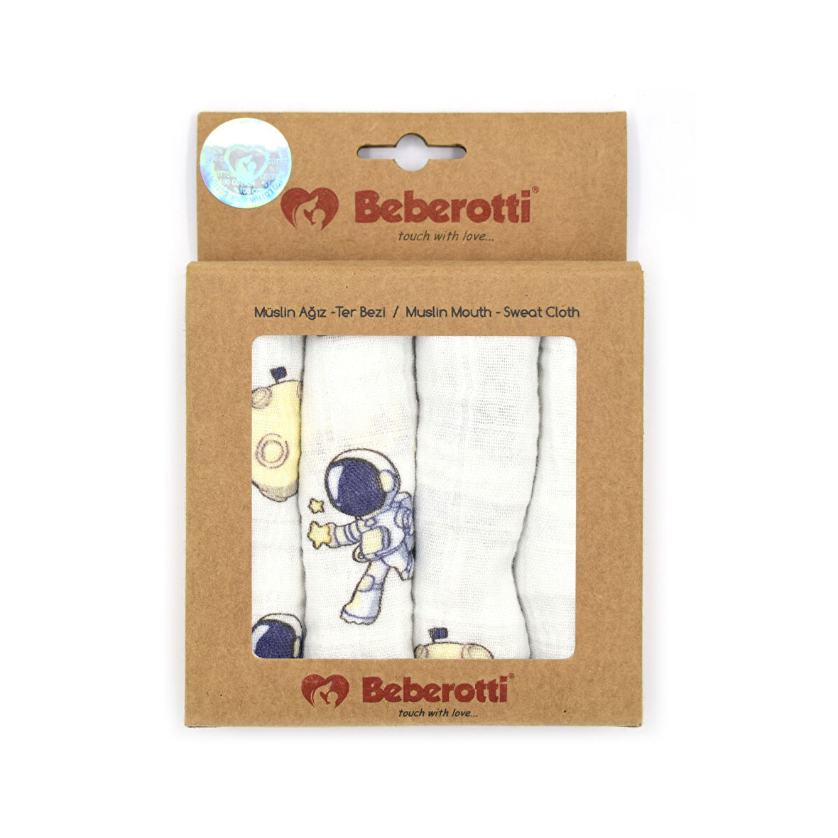 Beberotti 4'lü Müslin Bebek Ağız Bezi 25x25 Cm