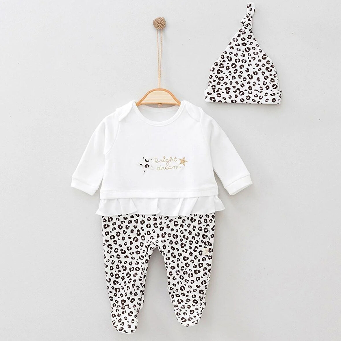 Pugi Baby Leopar Desenli Bebek Tulumu 6034