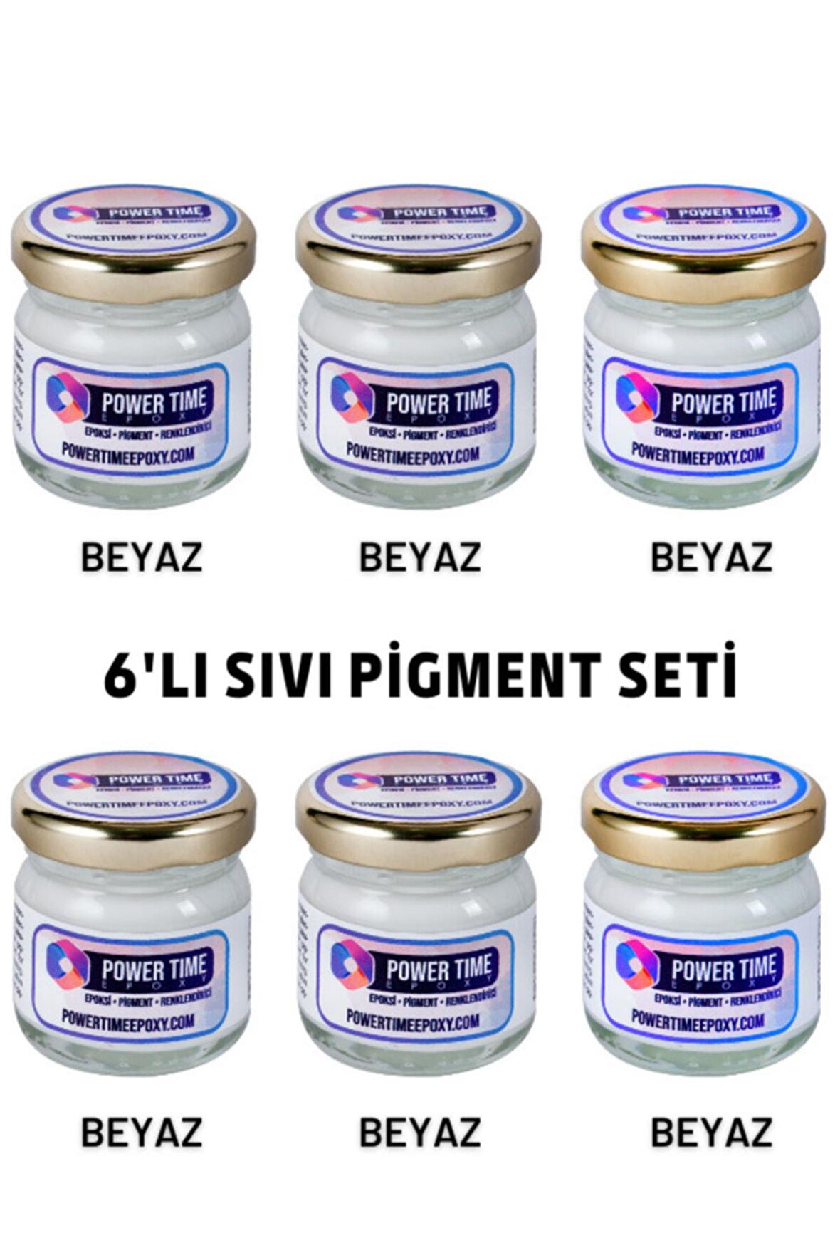 Sıvı Pigment Boya Seti Epoksi Için/ 6'lı/ Beyaz/ 6 Adet TOPLAM 180 GRAM