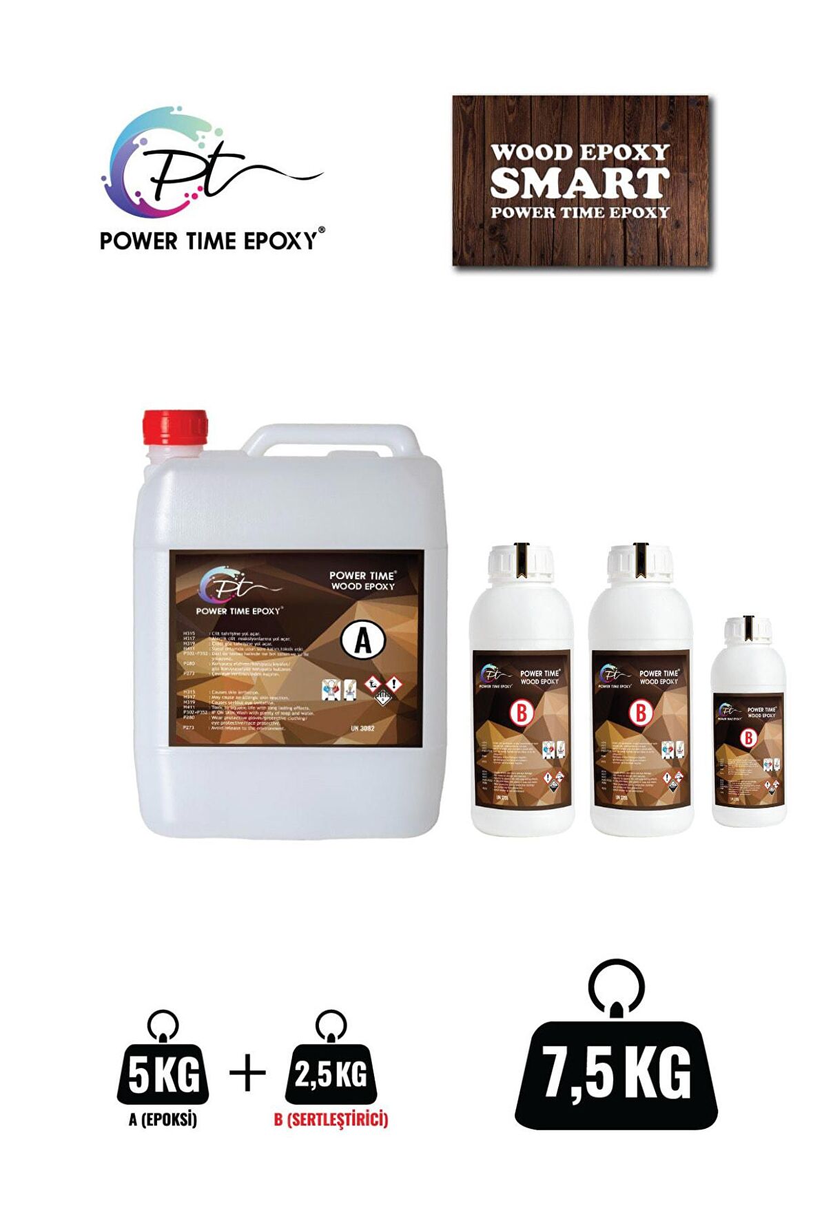 7.5 Kg Wood Epoxy Smart/ Sehpa, Masa, Aksesuar Için Şeffaf Epoksi Reçine Ince Döküm