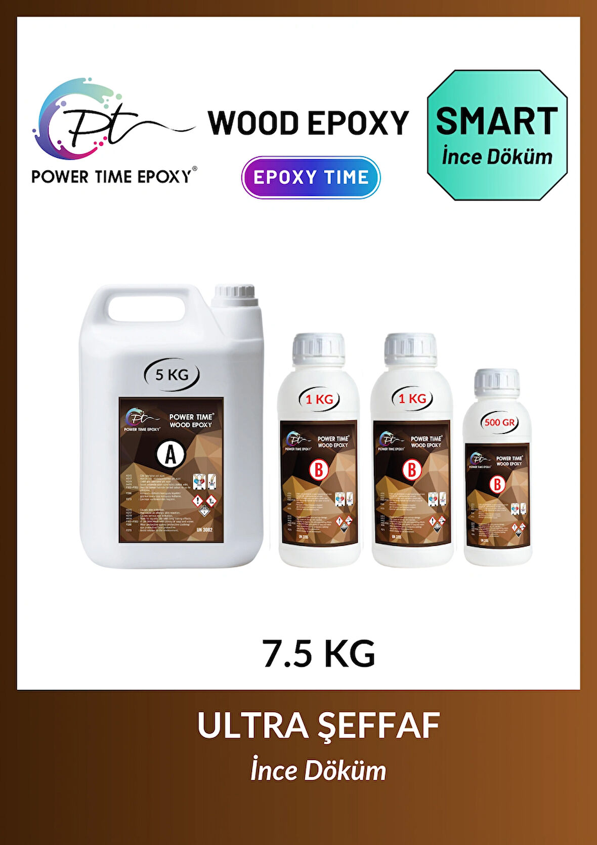 7.5 Kg Wood Epoxy Smart/ Sehpa, Masa, Aksesuar Için Şeffaf Epoksi Reçine Ince Döküm