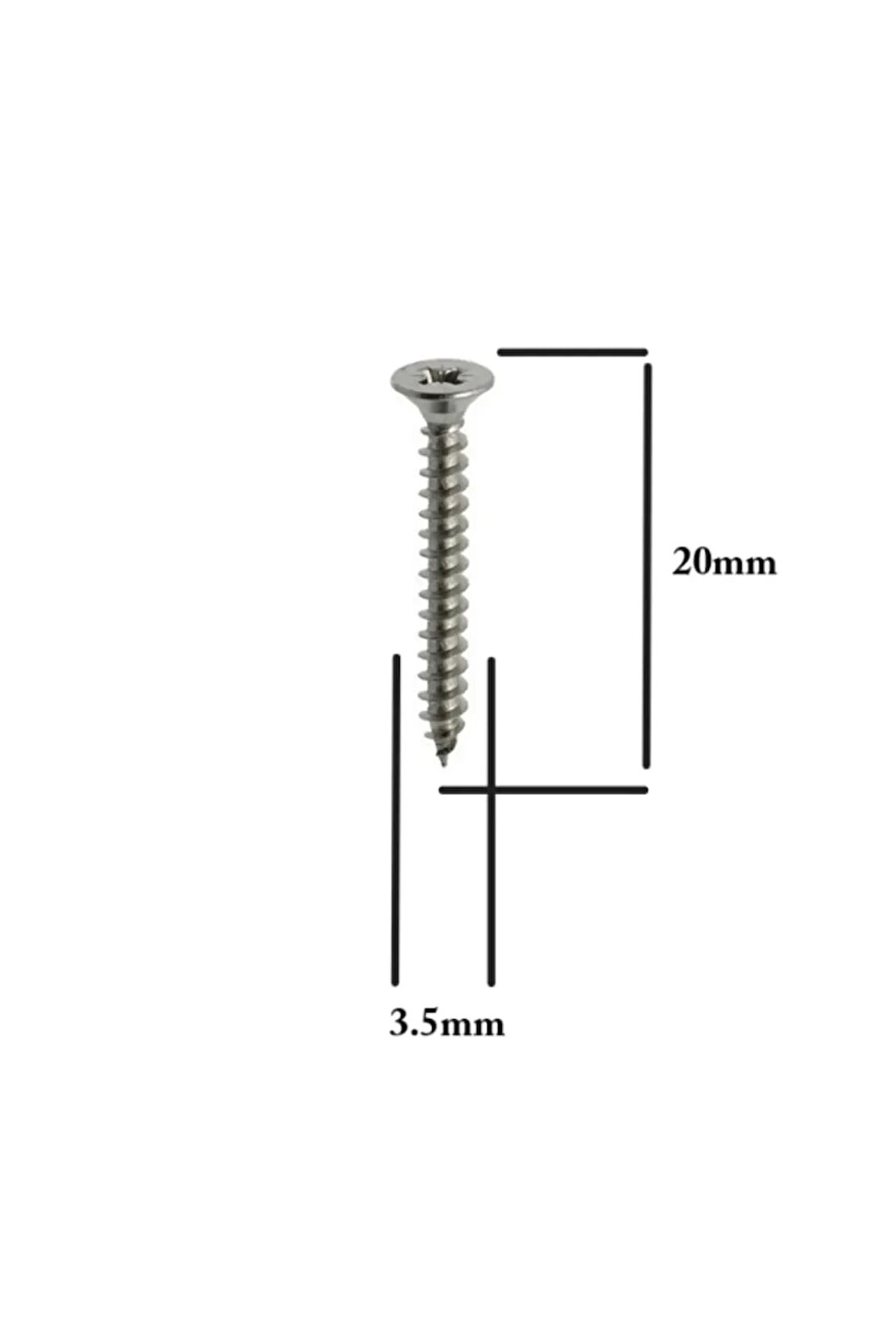 Sunta Vidası 3.5x20Mm Ahşap Vida Raf Vidası Ahşap Tahta Mobilya Vidası Kısa Vida 100 Adet