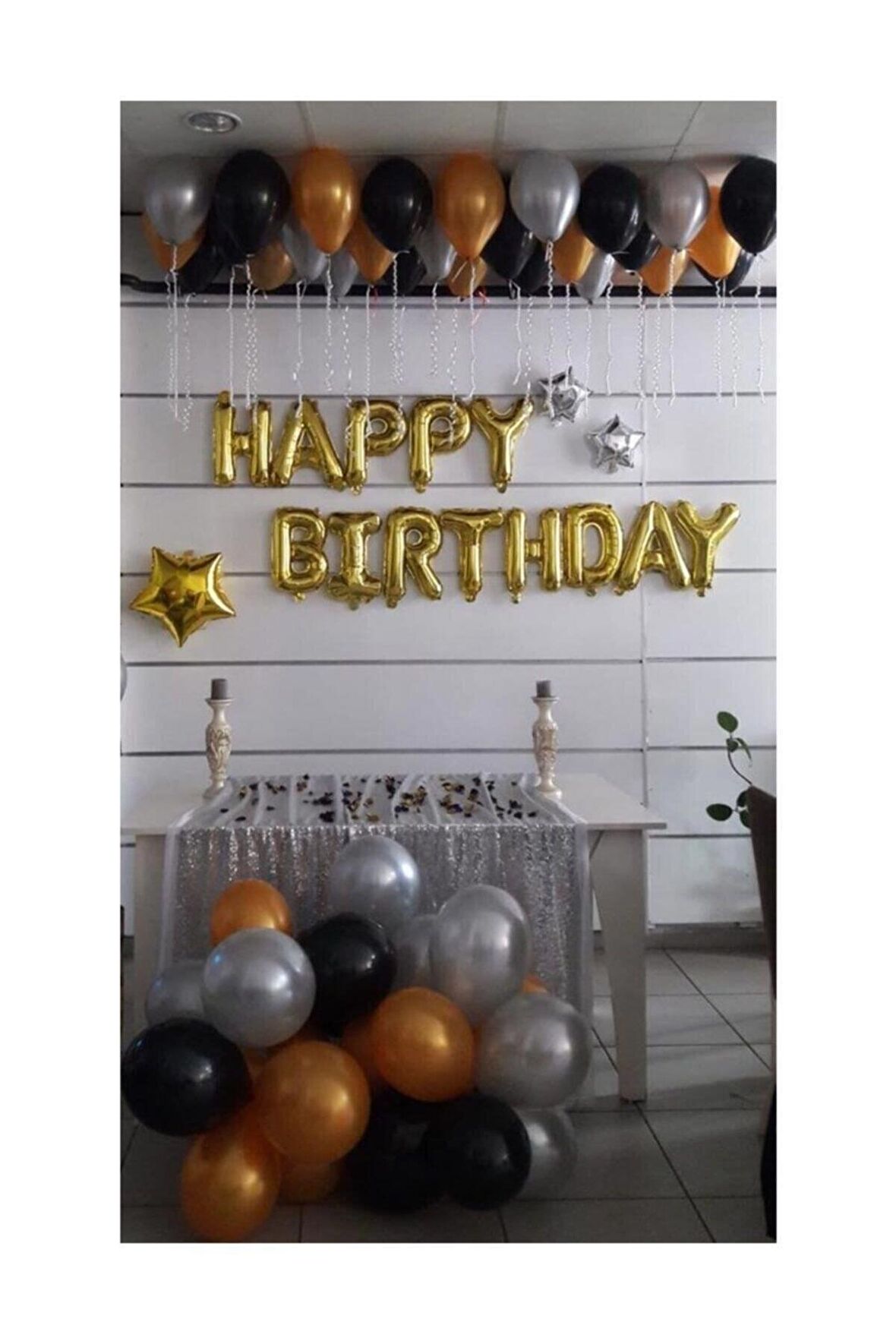 Yetişkin Doğum Günü Happy Birthday Doğum Günü Seti Altın Renk