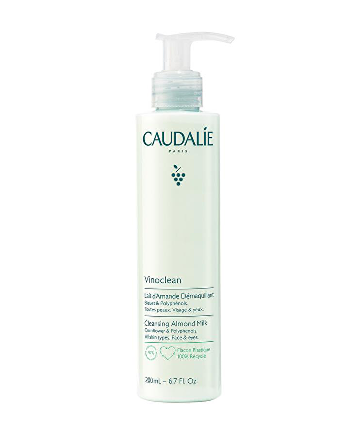 Caudalie VinoClean Tüm Ciltler için Arındırıcı-Onarıcı Organik Yüz Temizleme Sütü 200 ml 