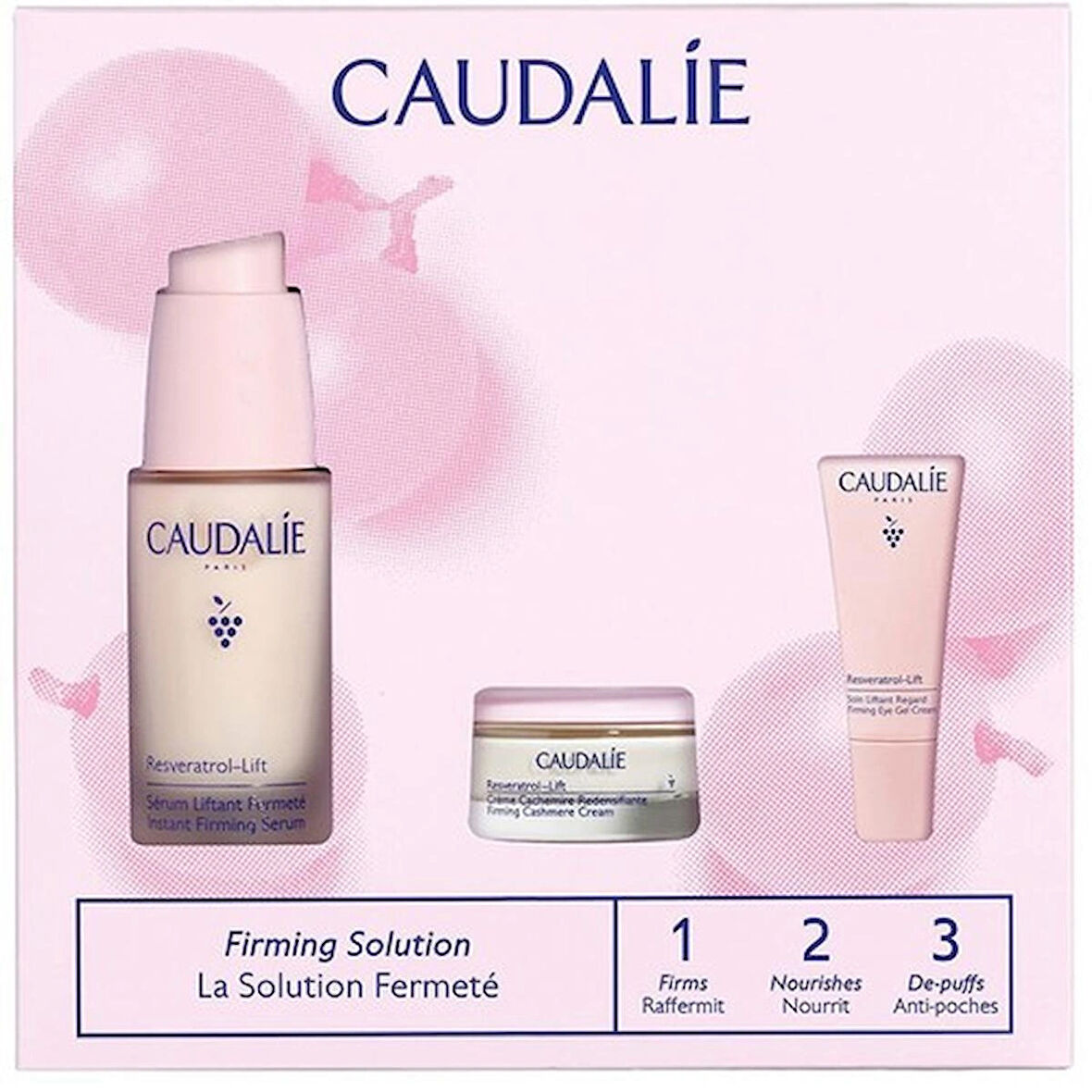 Caudalie Resveratrol Lift Set - Instant Firming Serum 30 ml + Firming Eye Gel Cream 5 ml + Firming Cash