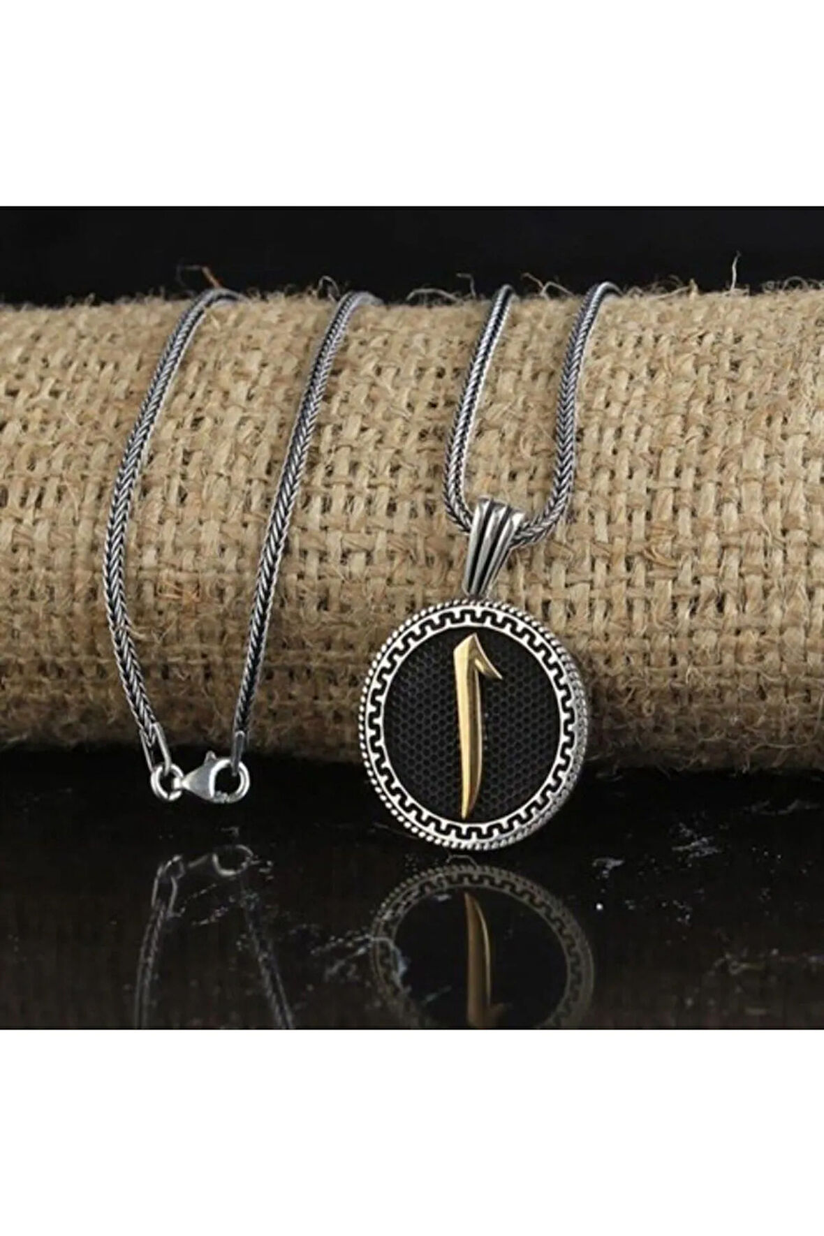 Erkek Gümüş Kolye - Elif Yuvarlak Model Gümüş Erkek Kolye