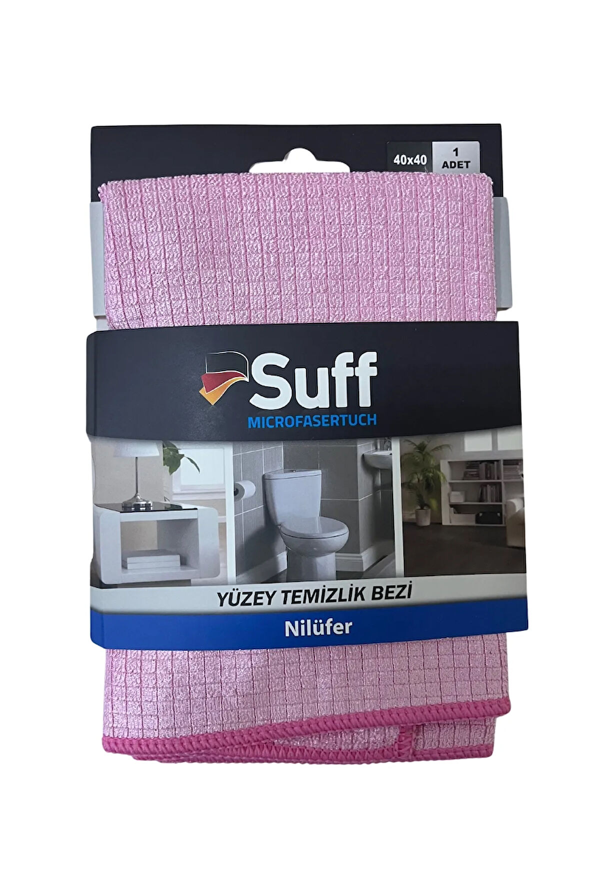 Nilüfer Damalı Mikrofiber Yüzey Temizlik Bezi 40 x 40 cm, Pembe