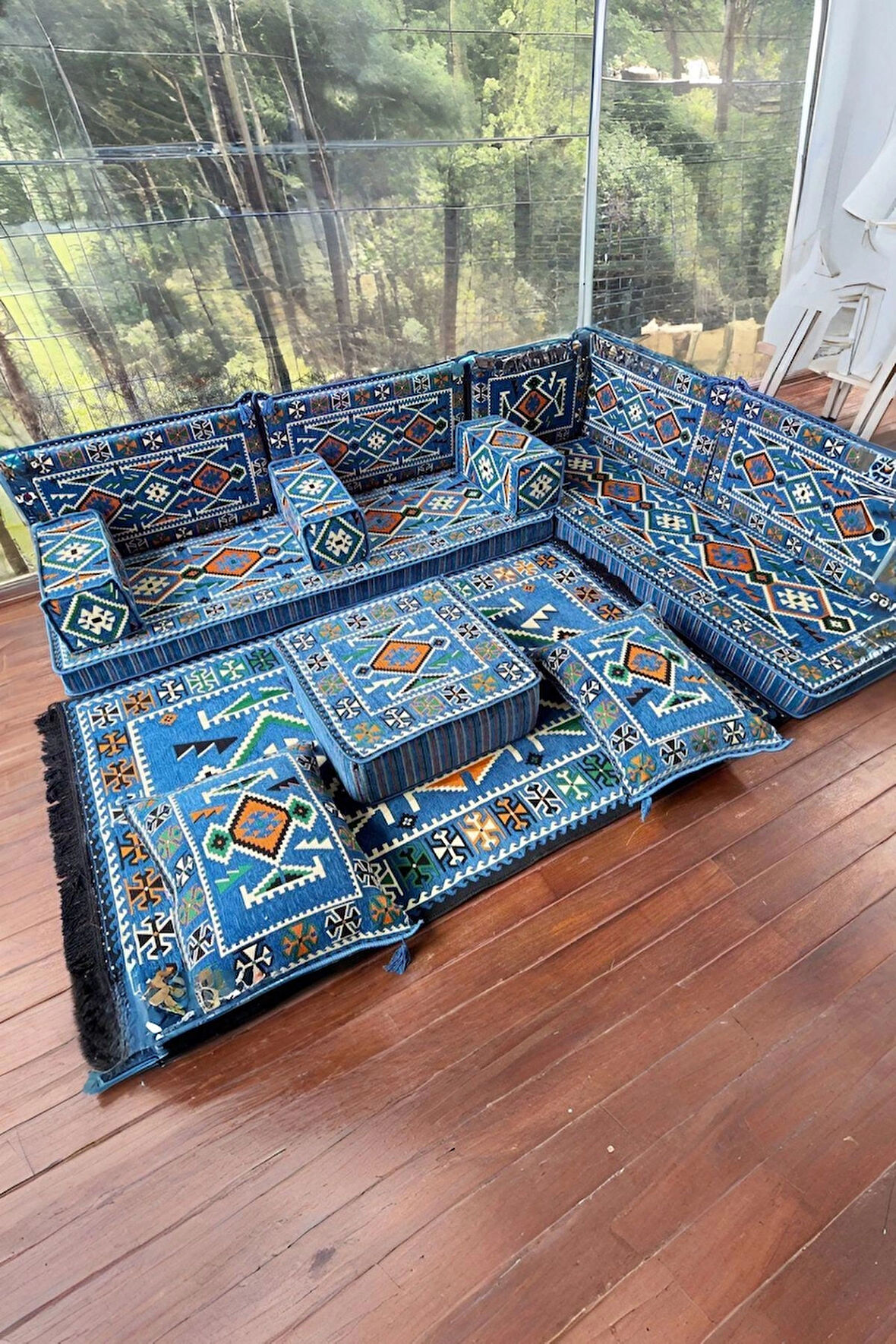 Şark Köşesi Yer Minderi Takımı Otantik Rahat Oturma Minderi Salon Balkon İçin