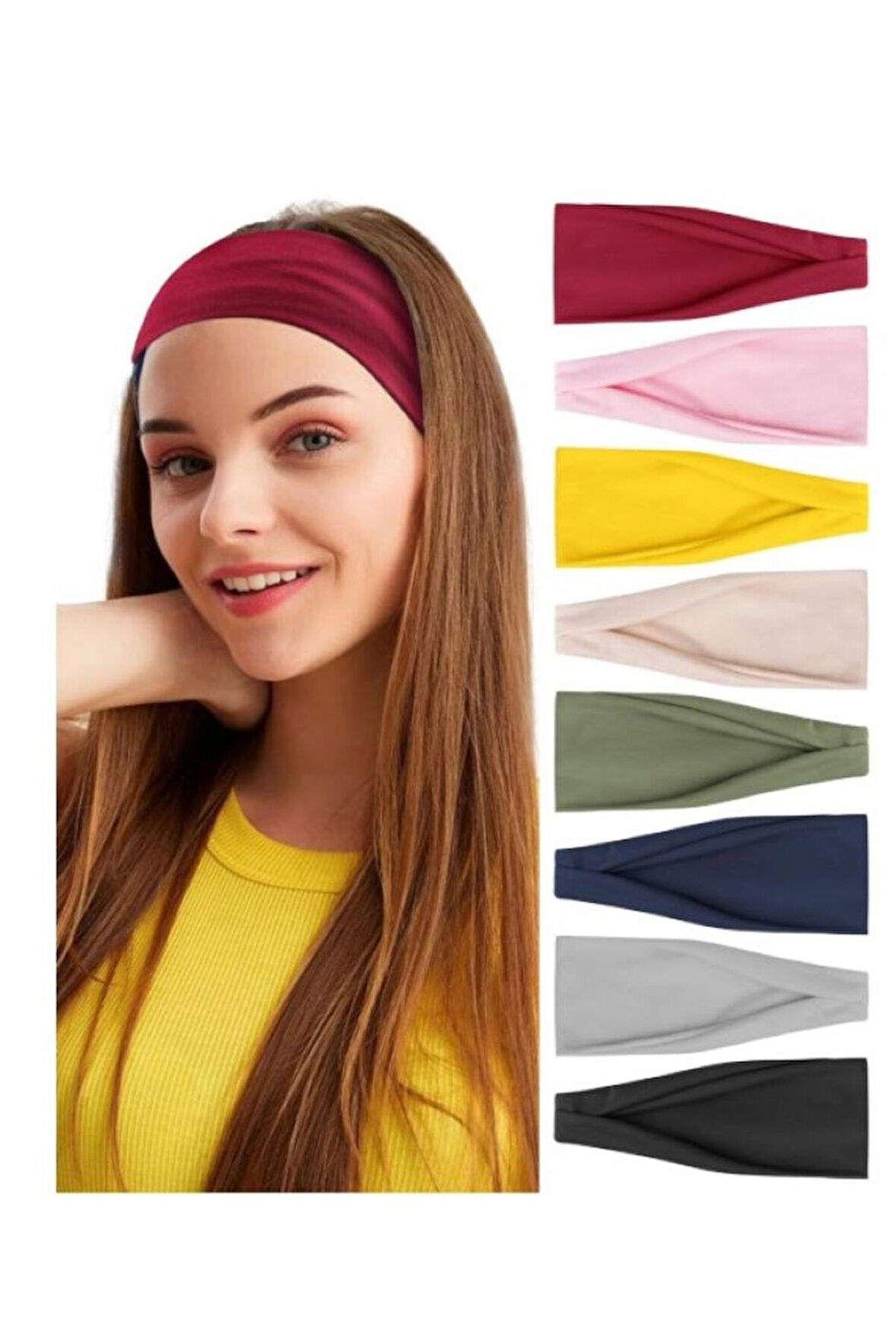 Elastik Yoga Bandı Spor Ter Bandı Kadın Erkek Koşu Spor Bandaj Kafa Bantları