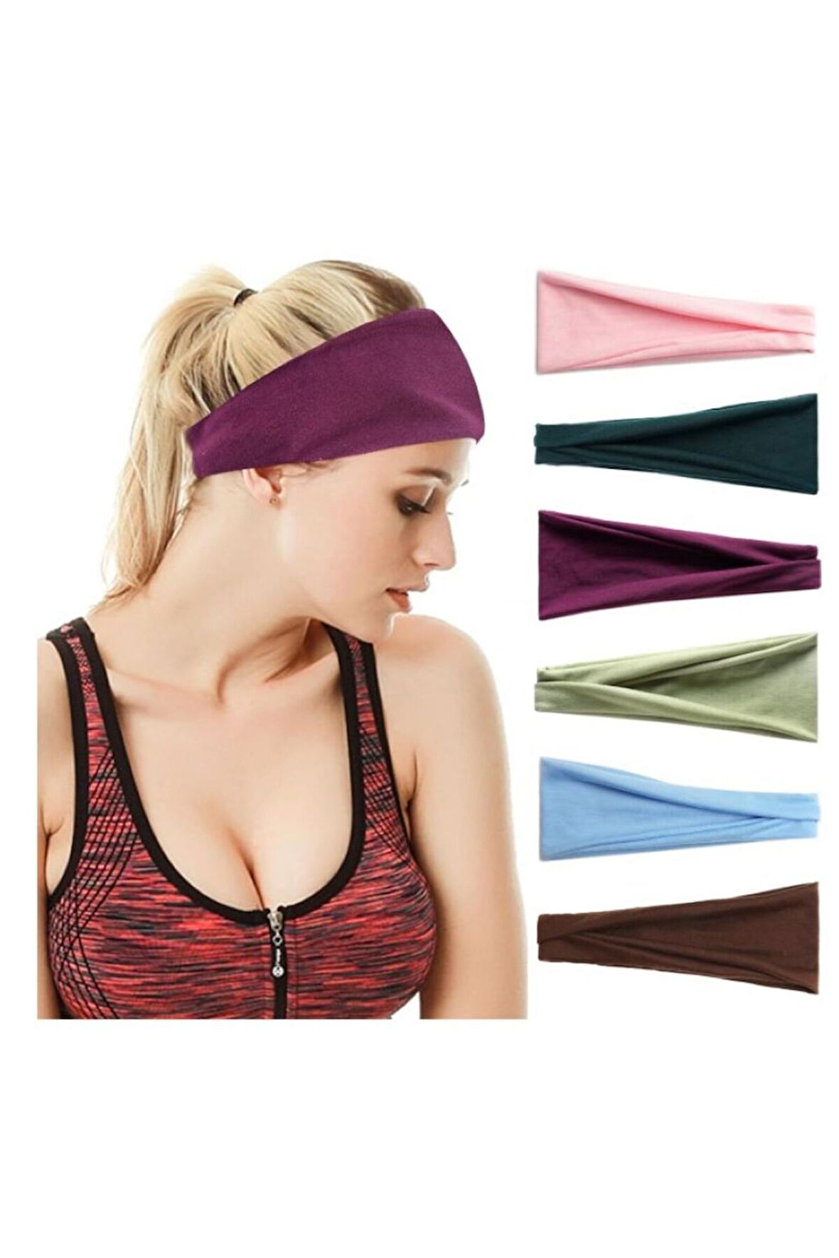 Elastik Yoga Bandı Spor Ter Bandı Kadın Erkek Koşu Spor Bandaj Kafa Bantları