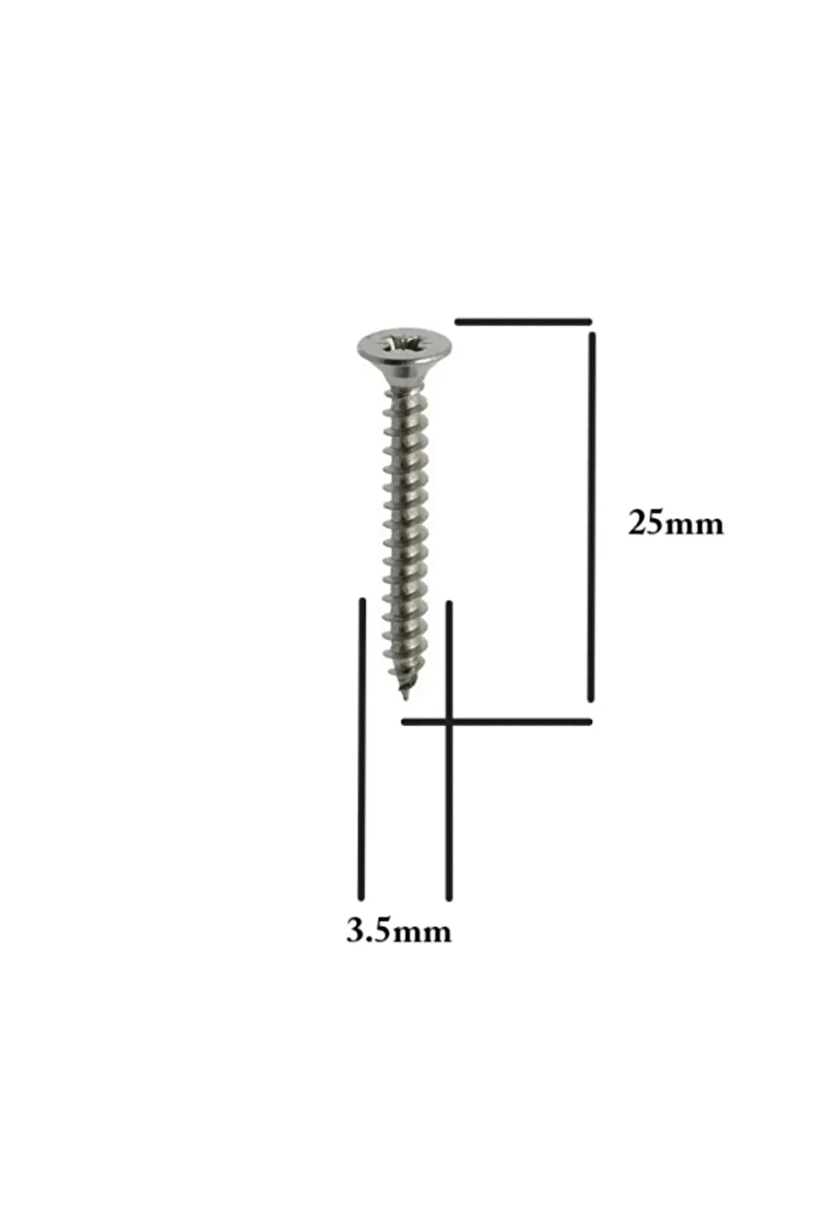 Sunta Vidası 3.5x25Mm Ahşap Vida Raf Vidası Ahşap Tahta Mobilya Vidası Kısa Vida 100 Adet