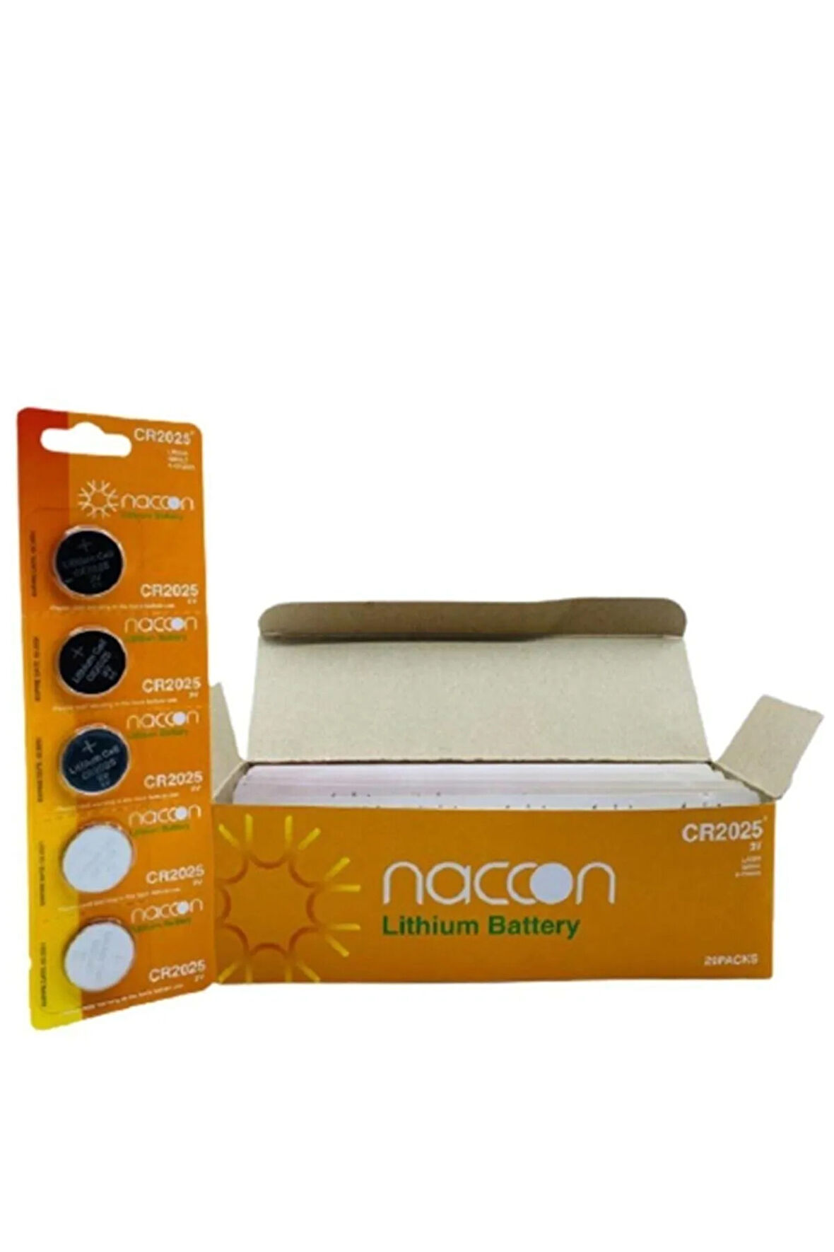 100 Adet Naccon Cr2025 3v Lithium Pil Toptan Satış