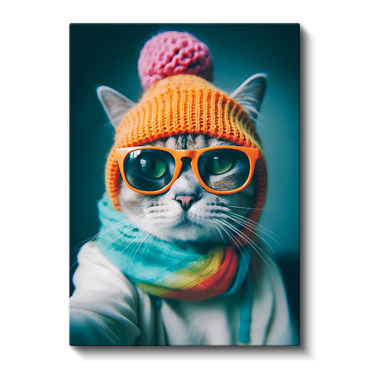 Hipster Kedi Cool Tarz Modern Kanvas Tablo