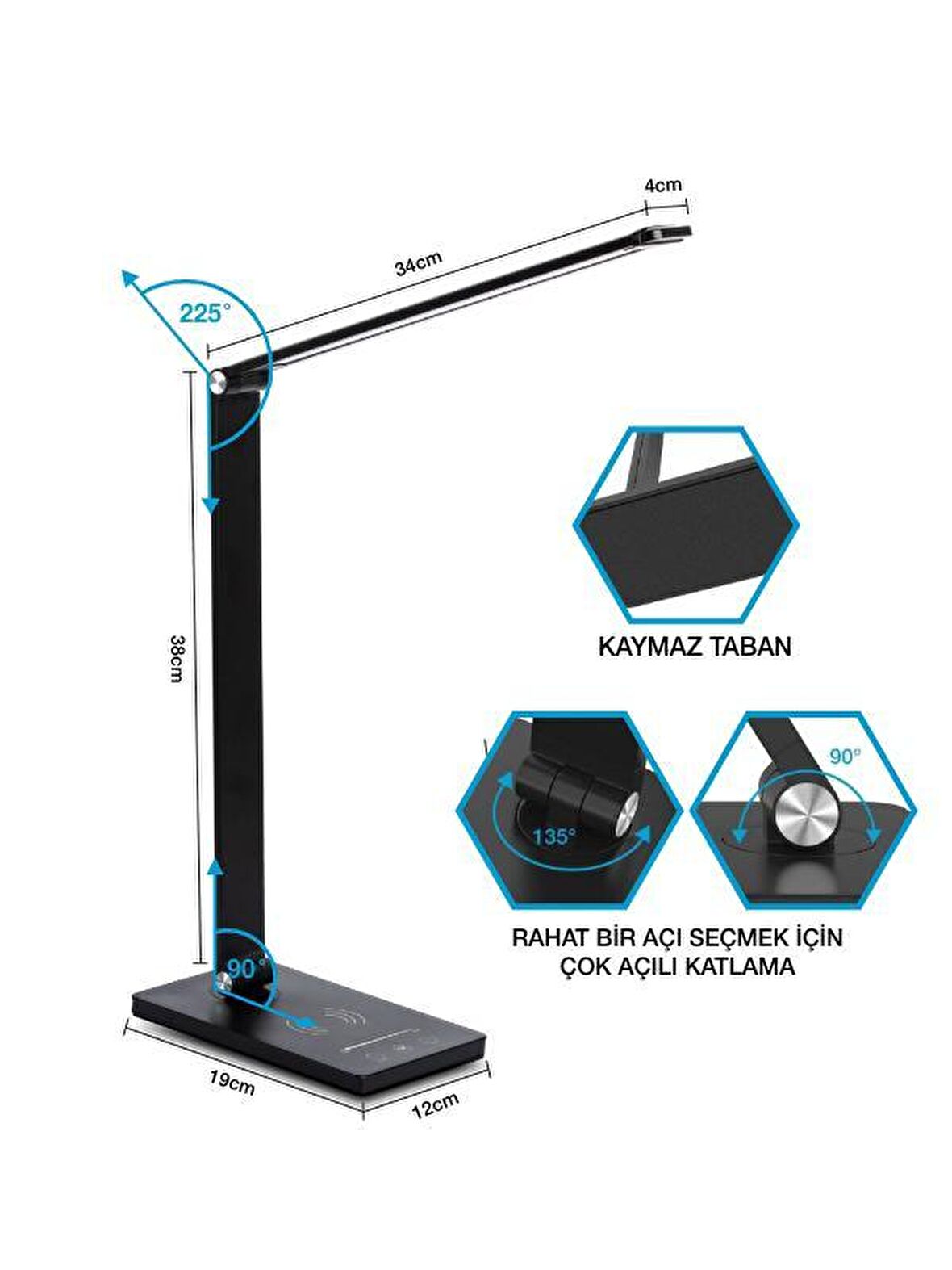 Kablosuz Wireless Usb şarj Masa Lambası led 5 renk ayarlanabilir