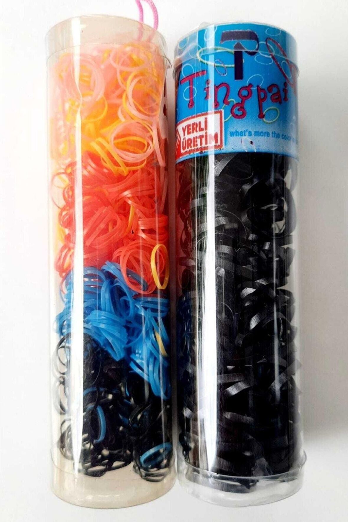 Büyük Boy Tüp Saç Örgü Lastiği. Renkli Perma Lastik Ince Ve Küçük. 1 Kutu Siyah 1 Kutu Renkli.