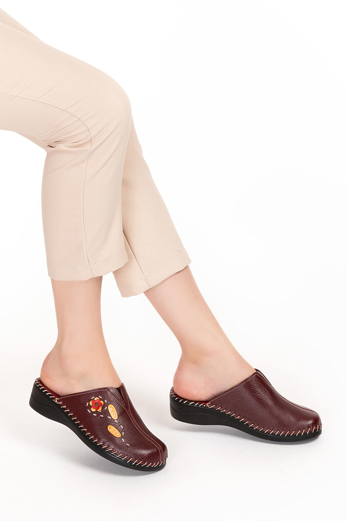 Gondol Kadın Hakiki Deri Ortopedik Sabo Terlik   yprk.811