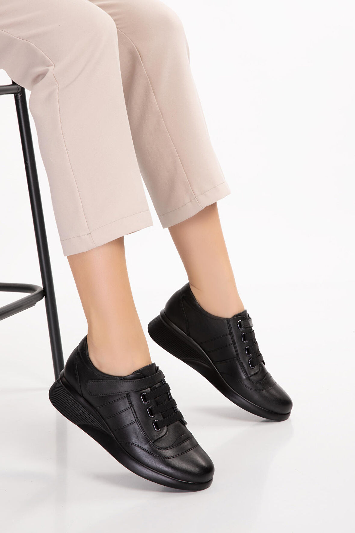 Gondol Hakiki Deri Anatomik Taban Rahat Lastik Bağcıklı Ayakkabı elnr.5806