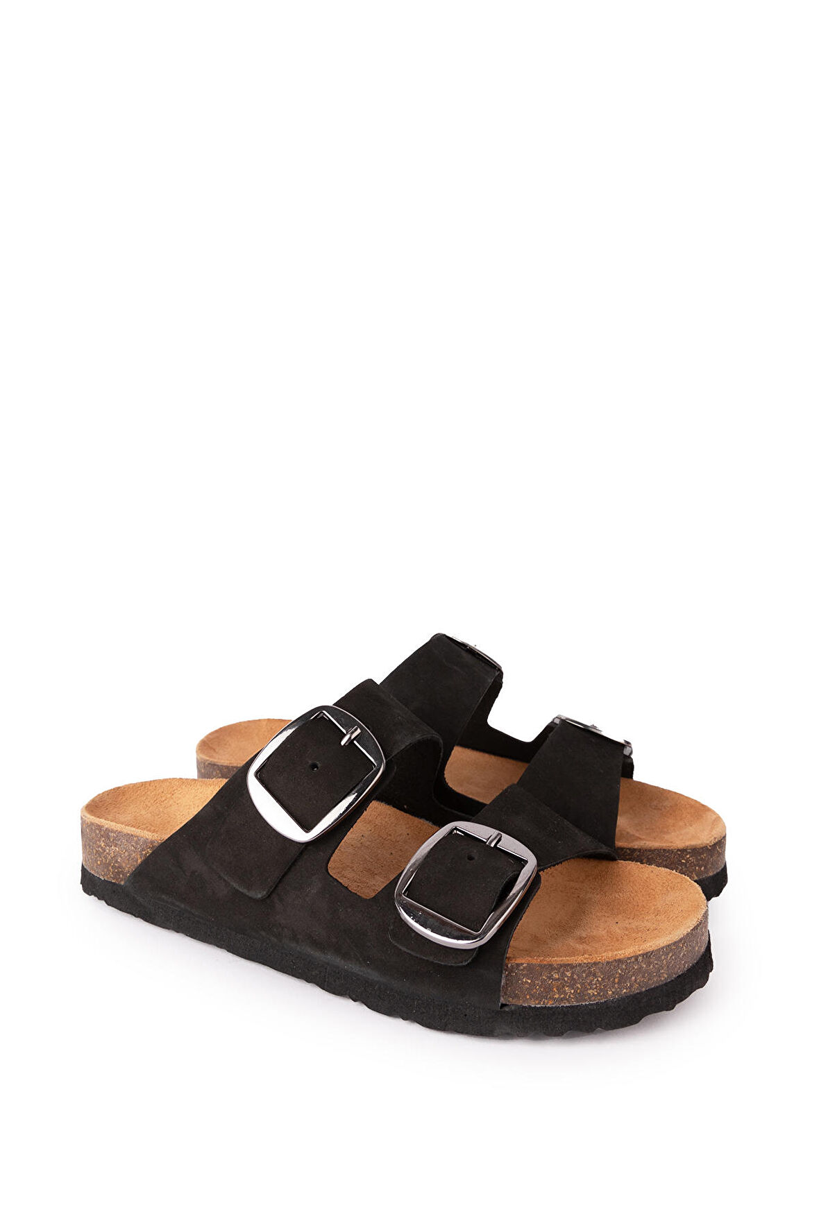 Gondol Kadın Hakiki Deri Çift Tokalı Günlük Şık Terlik usl.2339