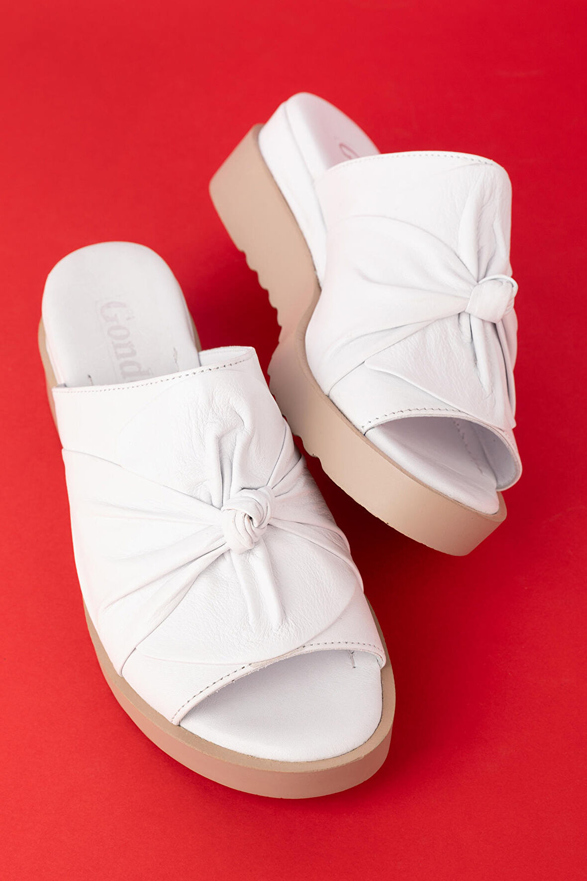 Gondol Hakiki Deri Şık Günlük Terlik elnr.454