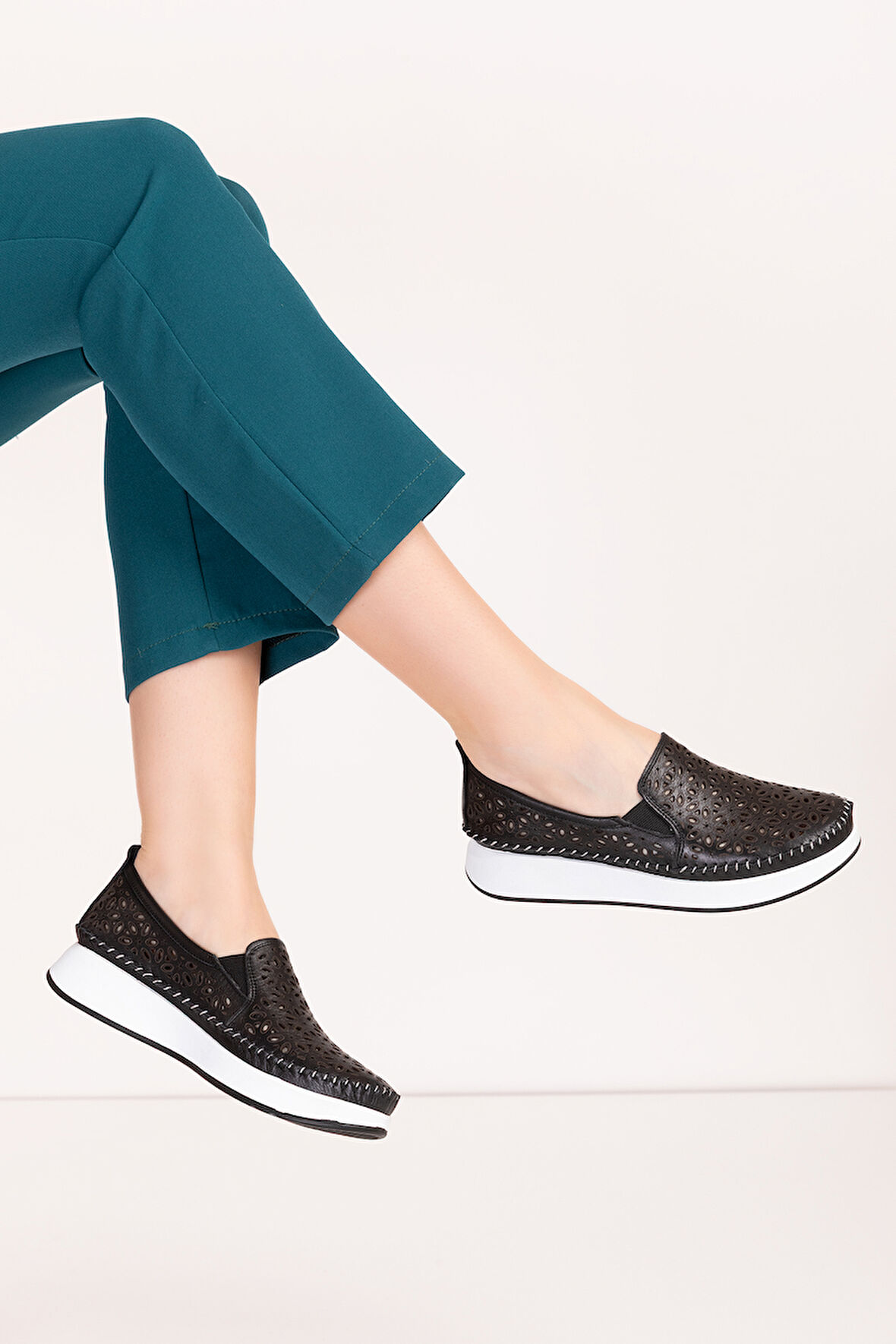 Gondol Hakiki Deri Rahat Yazlık Ayakkabı kla.15 - Siyah - 38