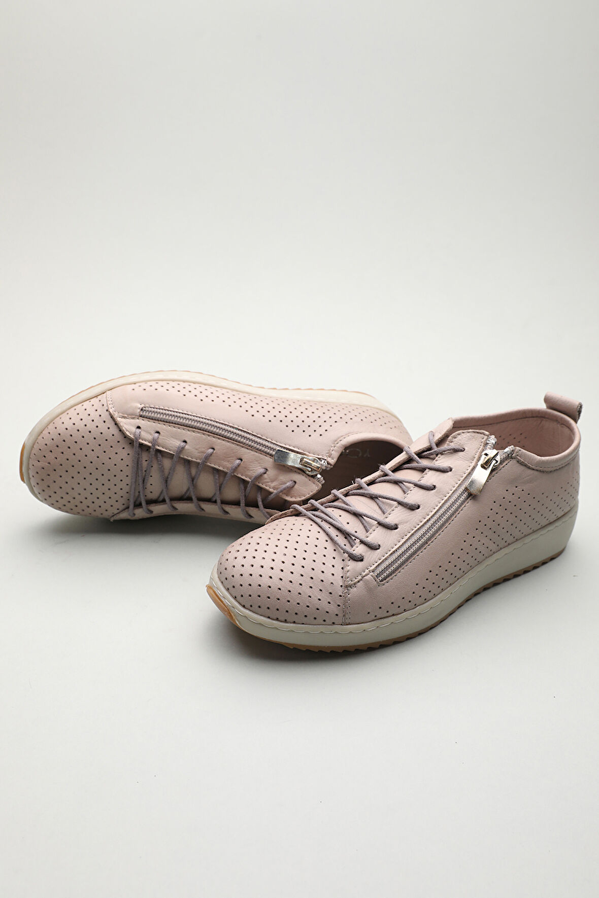 Gondol Hakiki Deri Günlük Rahat Fermuarlı Yazlık Ayakkabı zx.2403 - Gri - 38