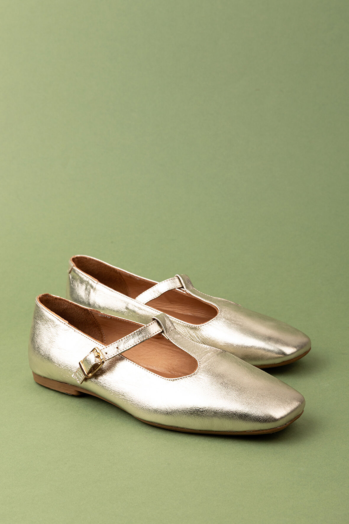 Gondol Hakiki Deri Günlük Klasik Babet Ln.4409 - Gold - 38