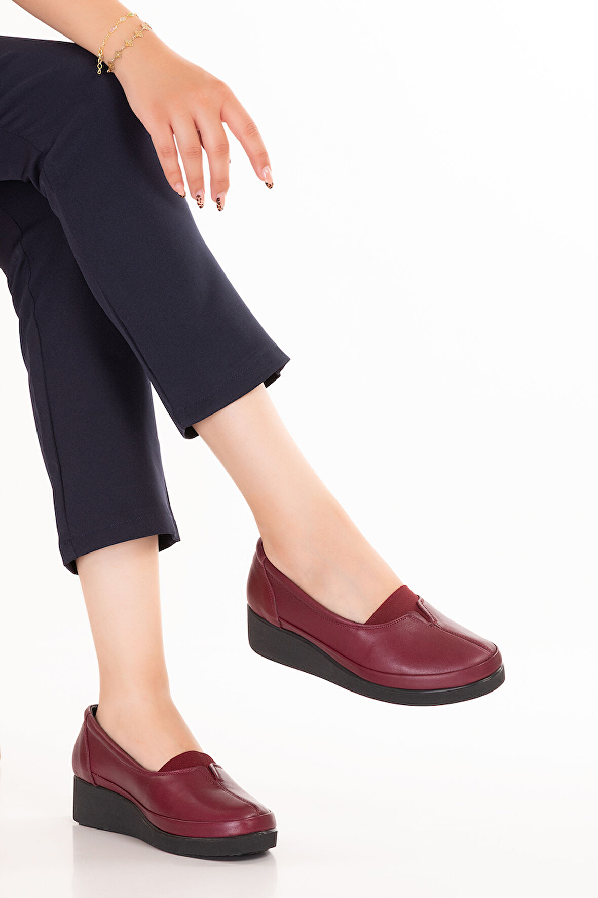 Gondol İçi Dışı Hakiki Deri Yumuşak Dokulu Günlük Ayakkabı ndr.101 - Bordo - 42