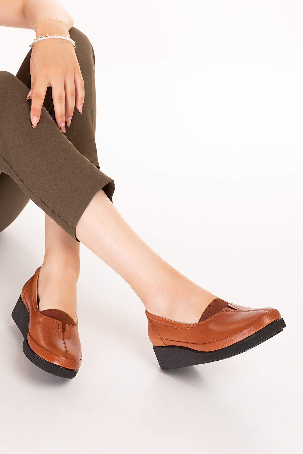 Gondol İçi Dışı Hakiki Deri Yumuşak Dokulu Günlük Ayakkabı ndr.101 - Taba - 41