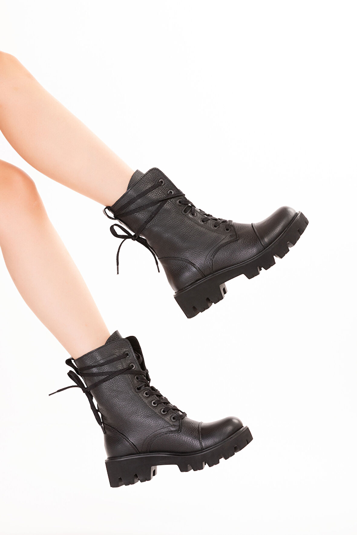 Gondol Kadın Hakiki Deri Kalın Taban Hafif Postal Weronica - Siyah - 39