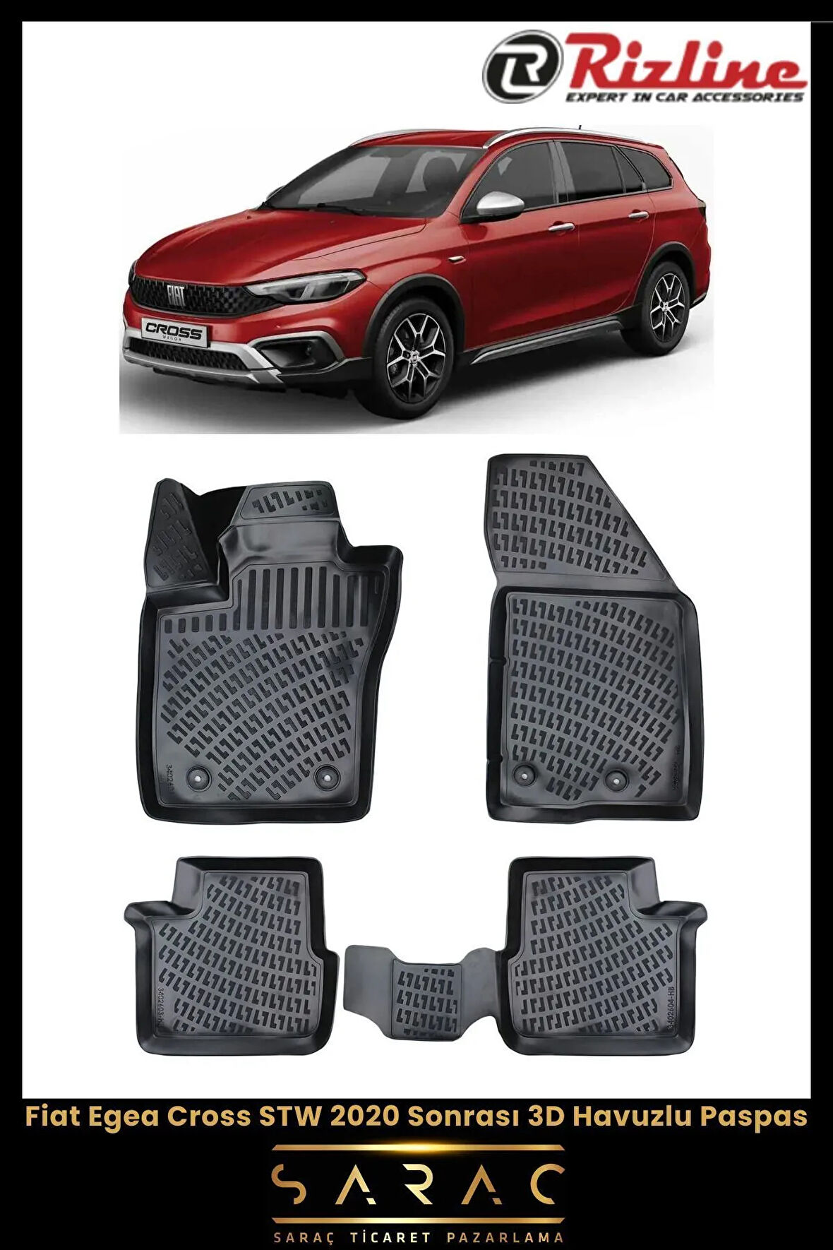 Rizline Fiat Egea Cross STW 2024 Model 3D Havuzlu Paspas