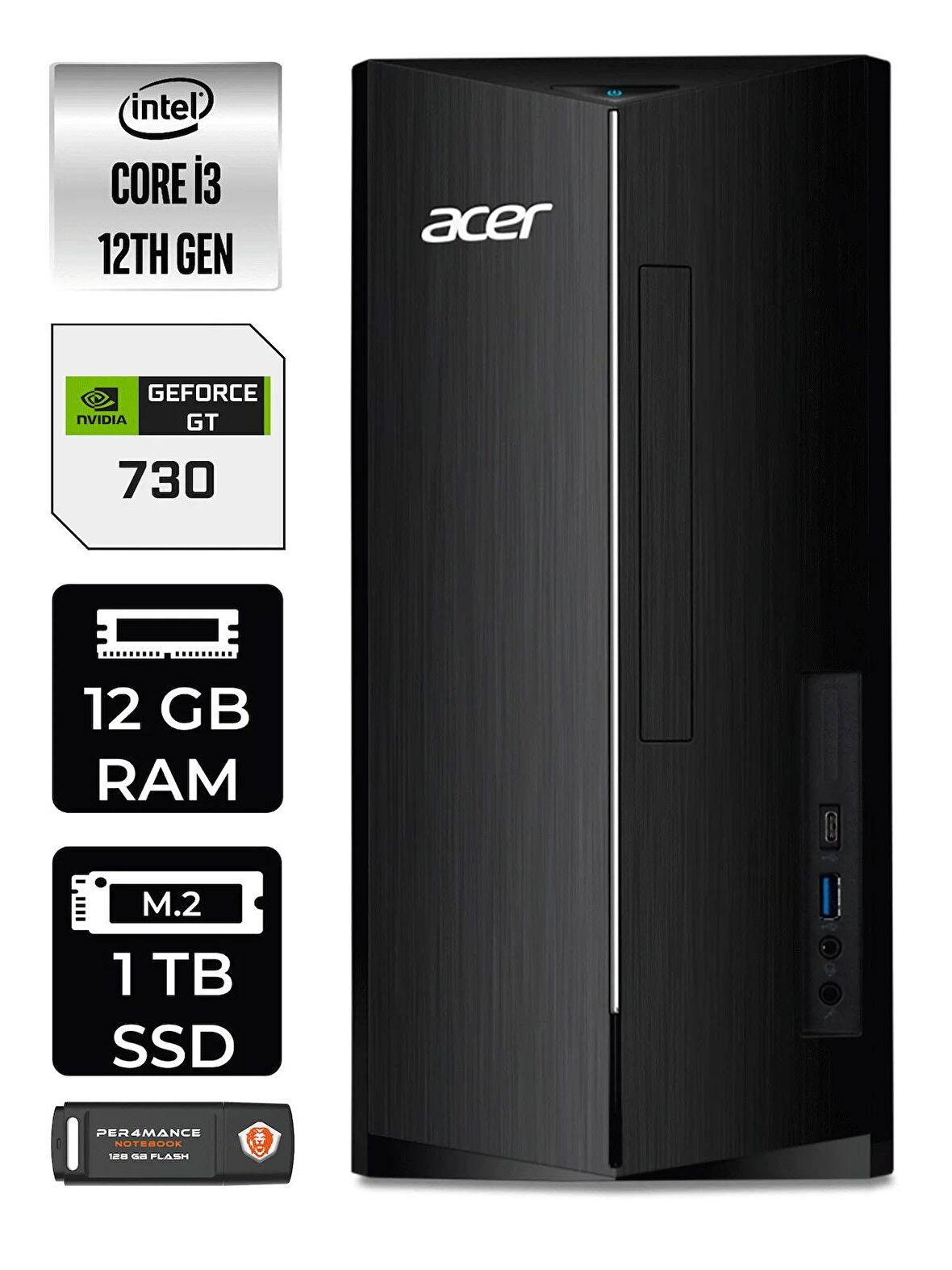 Lenovo NEO 50T i3 12100 12GB RAM 1TB SSD RX550/4GB FDOS 11SC001ATX MASAÜSTÜ PC & PER4 BELLEK