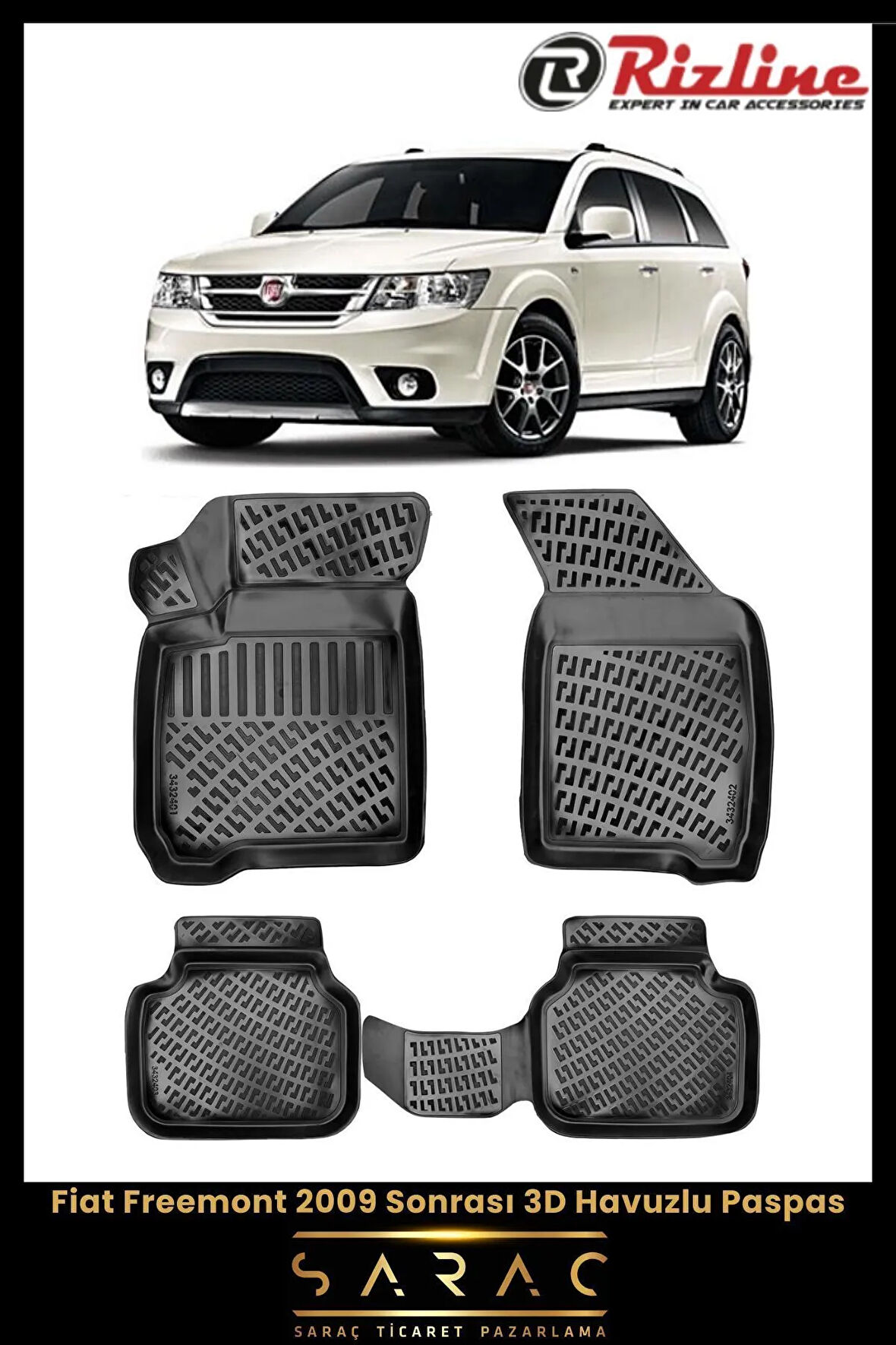 Rizline Fiat Freemont 2024 Model 3D Havuzlu Paspas