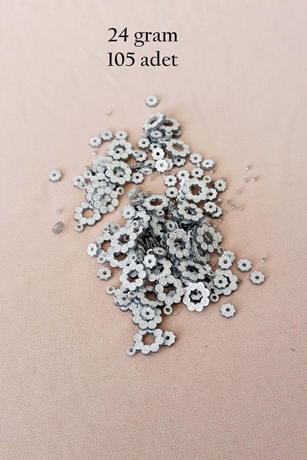 Oya Abiye Bileklik Kolye Pleksi Metalik Plastik Pul Gümüş Renk 24 gram 105 adet - BNC561