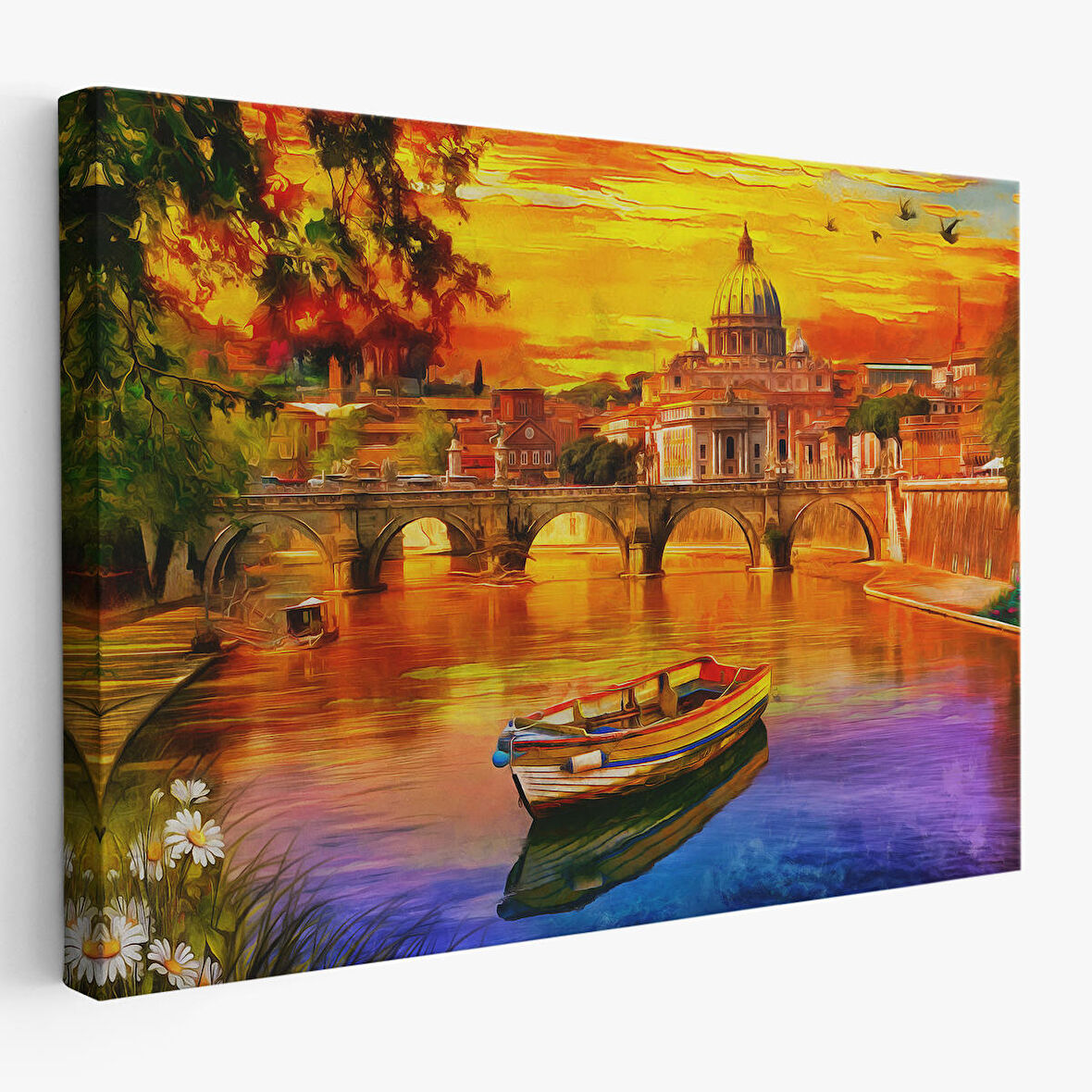 İtalya'daki Aziz Petrus Katedrali ve Tiber Nehri Tablosu-3544