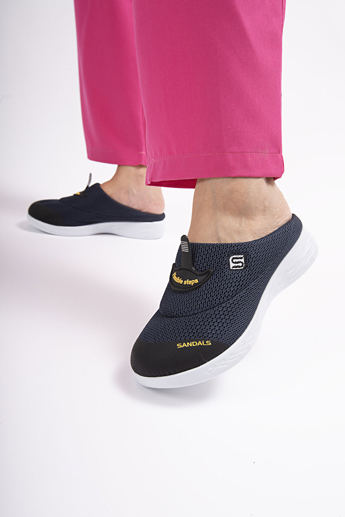 Sandal Spor Kadın Kaymaz Taban Ortopedik File Sabo Terlik  SS001-0258 LACİVERT