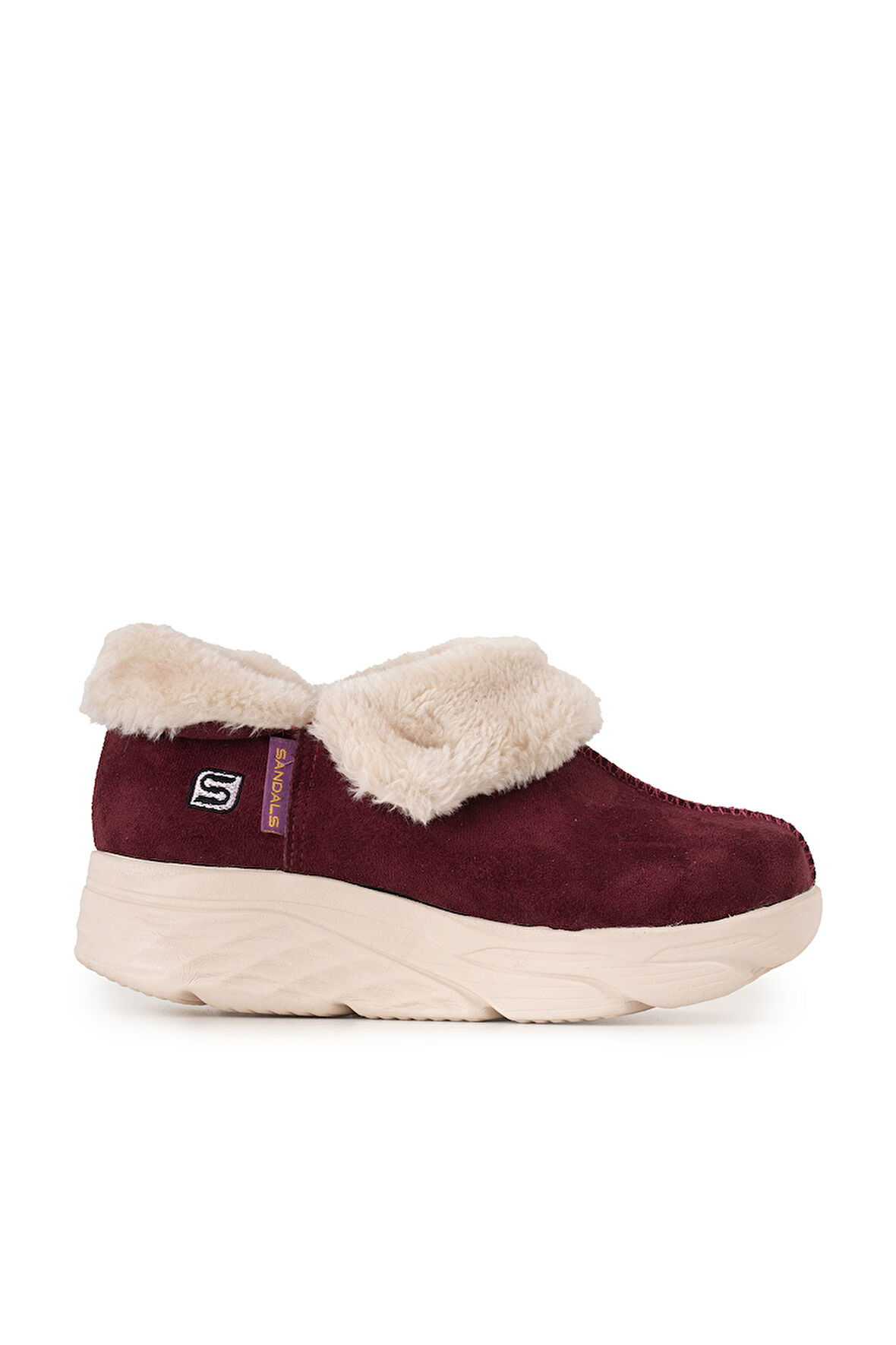 Sandal Spor Kadın Süet Kürklü Ortopedik Ayakkabı SS001-0378 BORDO