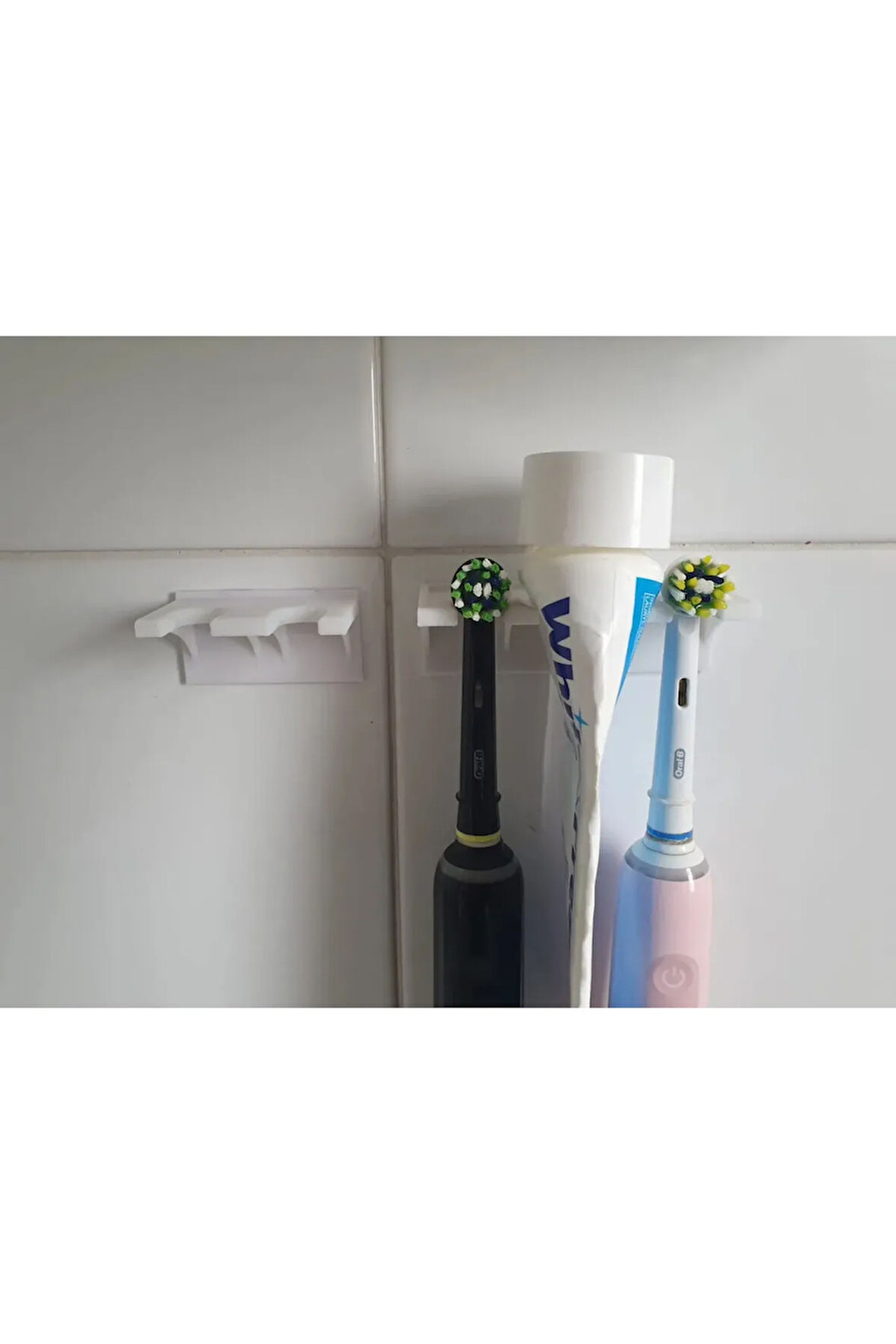 2 Adet Elektrikli Diş Fırçası Başlığı Standı Beyaz Renk Diş Fırçalık