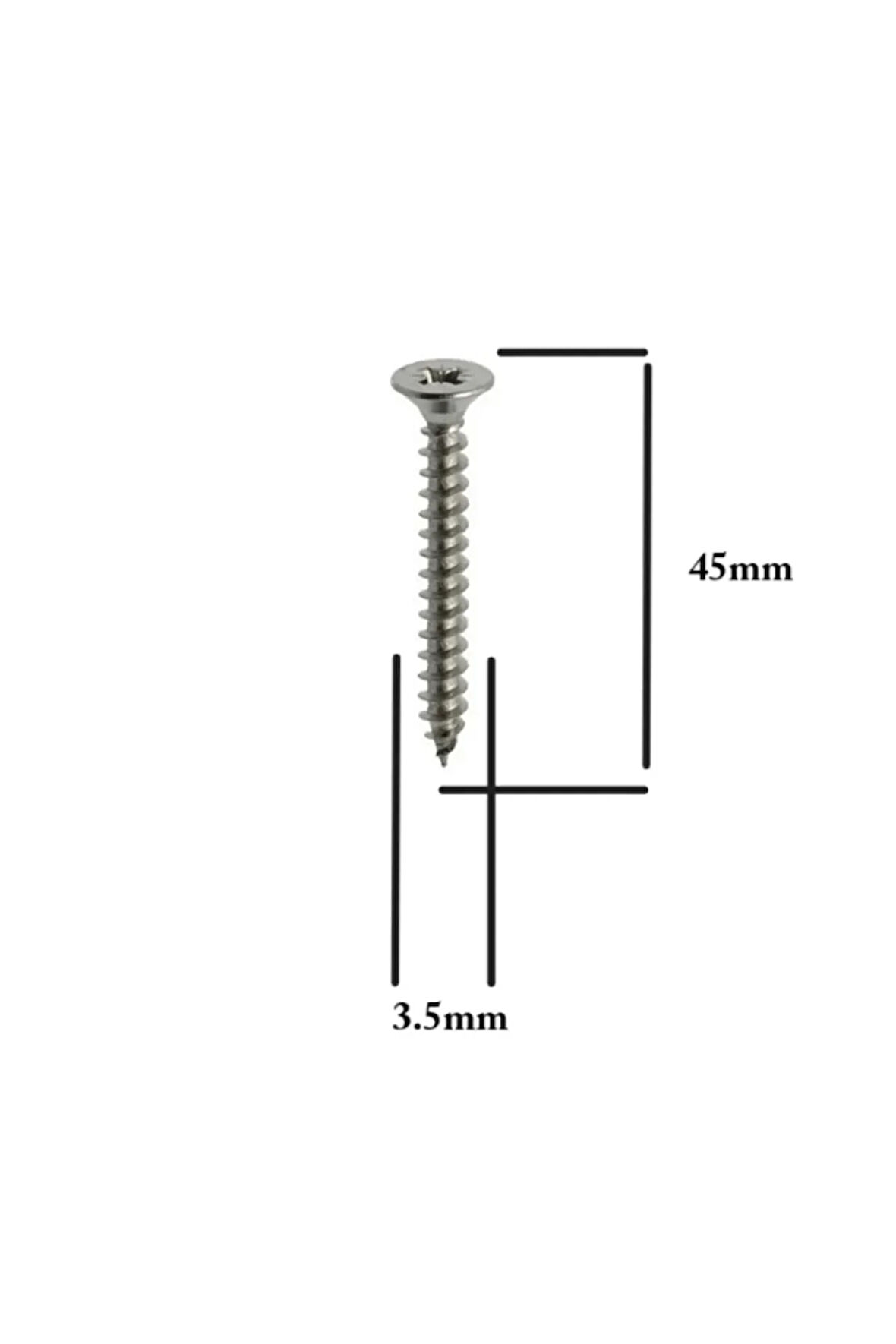 Sunta Vidası 3.5x45Mm Ahşap Vida Raf Vidası Ahşap Tahta Mobilya Vidası Kısa Vida 100 Adet