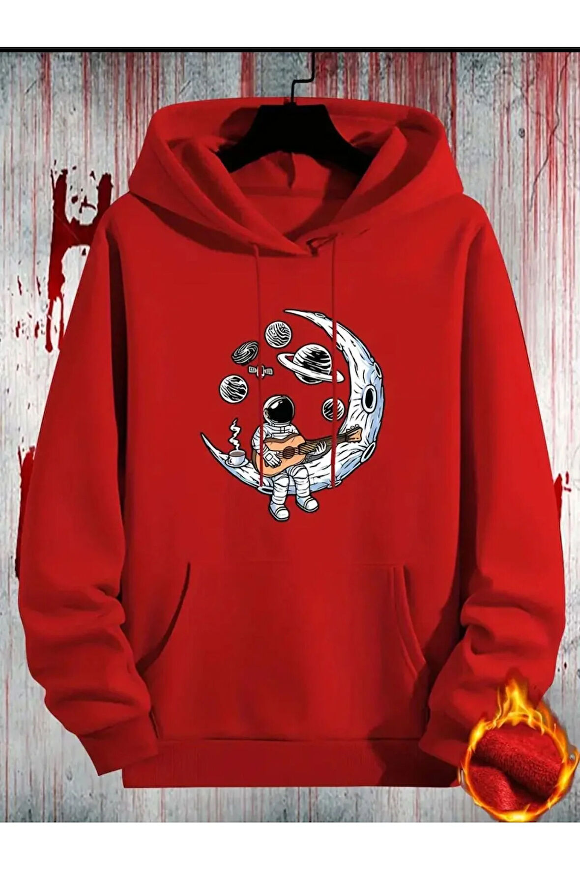 Astronot Desenli 2 İplik Şardonlu Sweatshirt