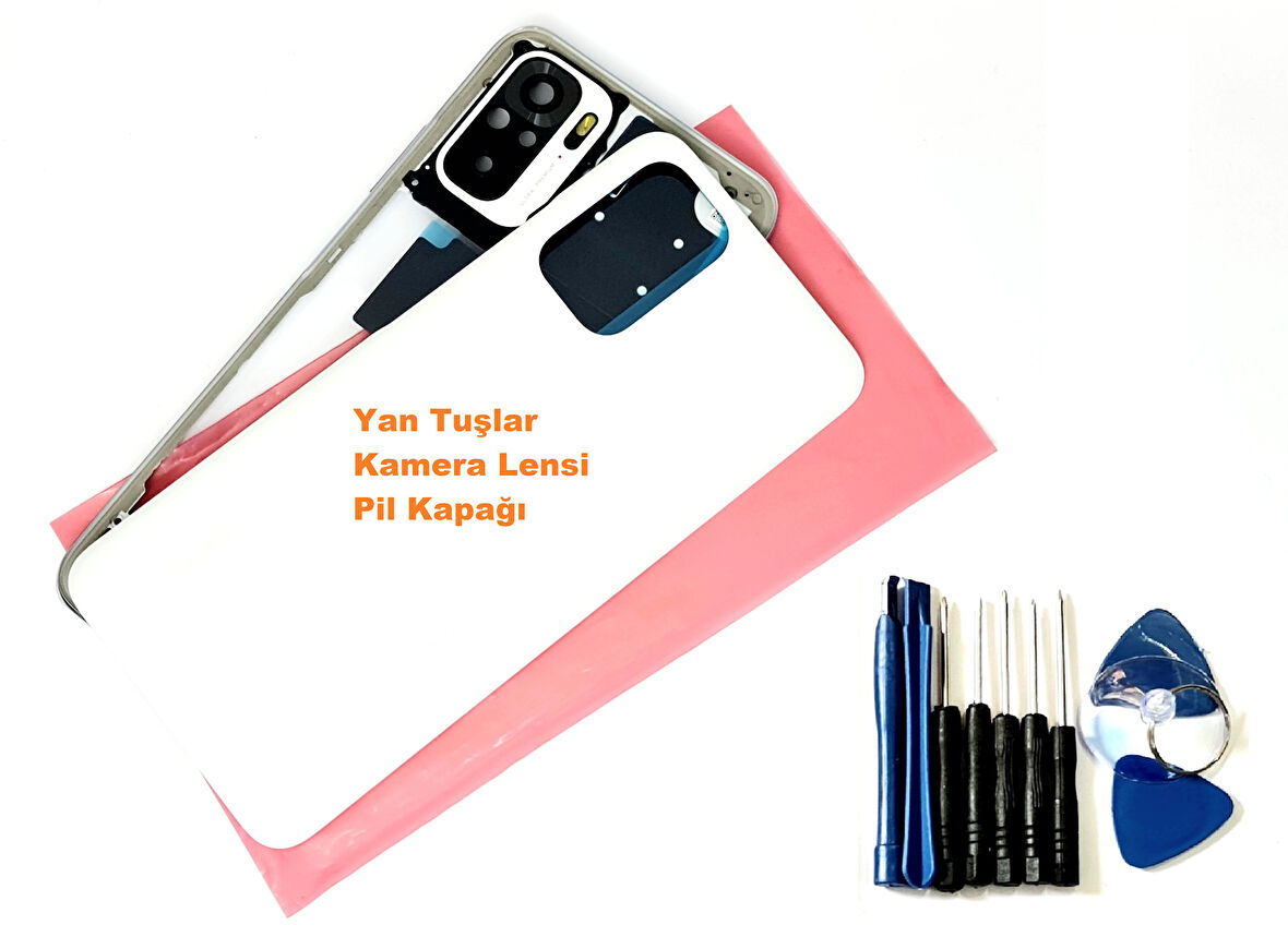 Tkgz Xiaomi Redmi NOTE 10 (4G) KASA Arka Pil Batarya Kapağı (TAMİR SETİ) BEYAZ