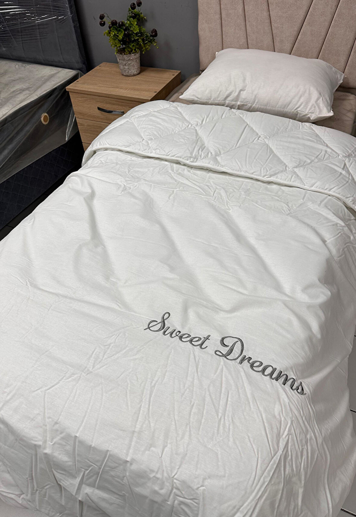 Clasy Saten %100 Pamuk Ranforce Tek kişilik Yorgan Sweet Dreams V1 Beyaz