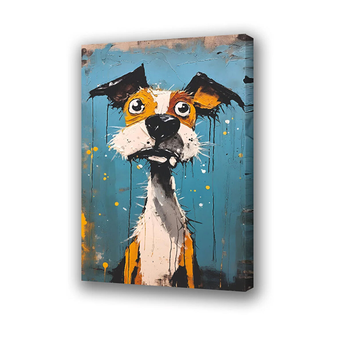 şaşkın sevimli köpek baskılı kanvas duvar tablosu