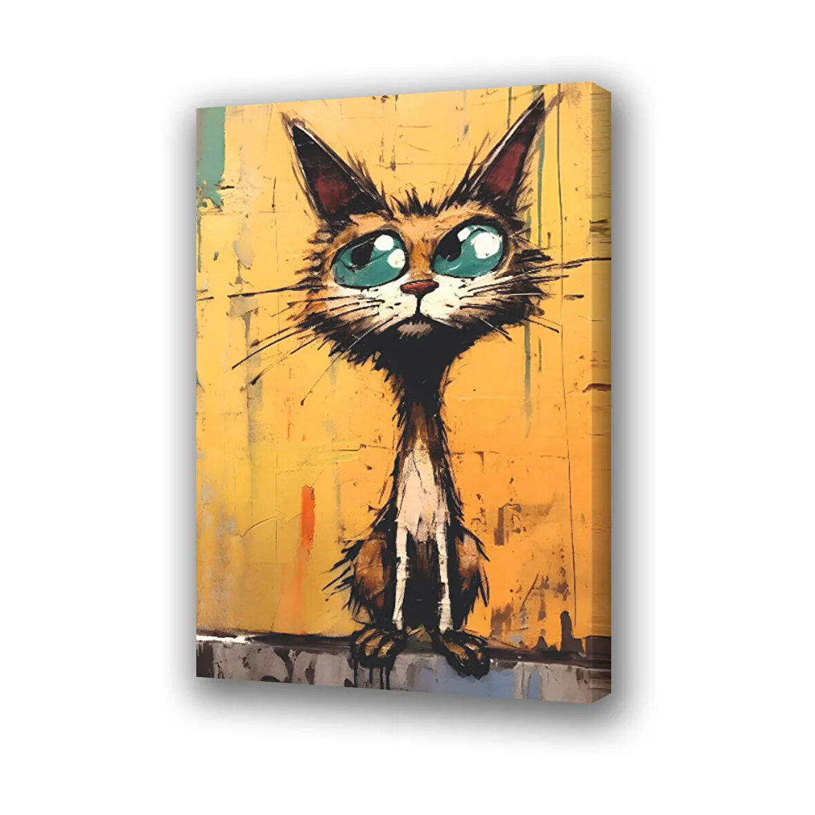 kirli sokak kedisi baskılı kanvas duvar tablosu