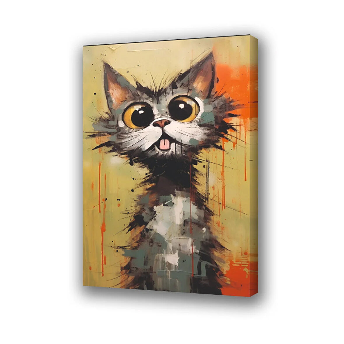 sevimli yavru kedi baskılı kanvas duvar tablosu