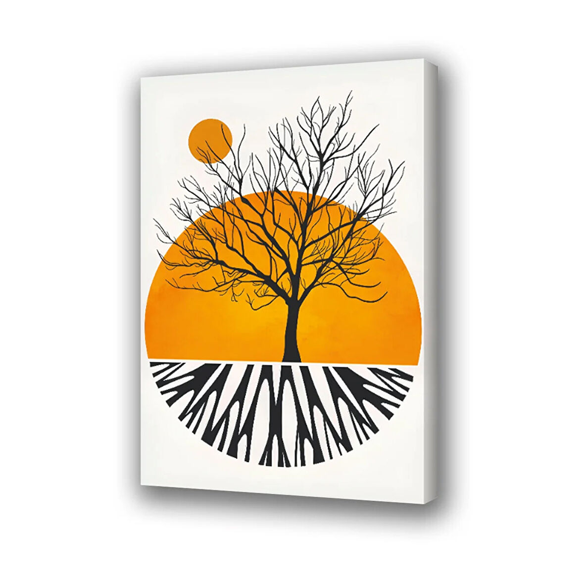 geometri kuru dallar güneş gölge baskılı kanvas duvar tablosu