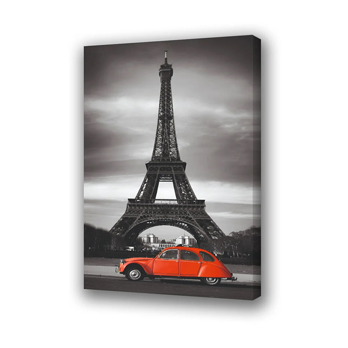 Kule kırmızı araba baskılı kanvas duvar tablosu