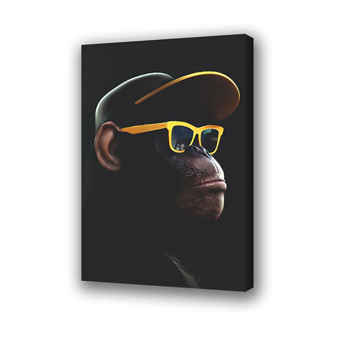 goril şapkalı baskılı kanvas duvar tablosu