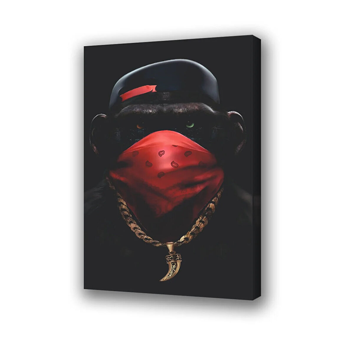 maymun kolyeli baskılı kanvas duvar tablosu